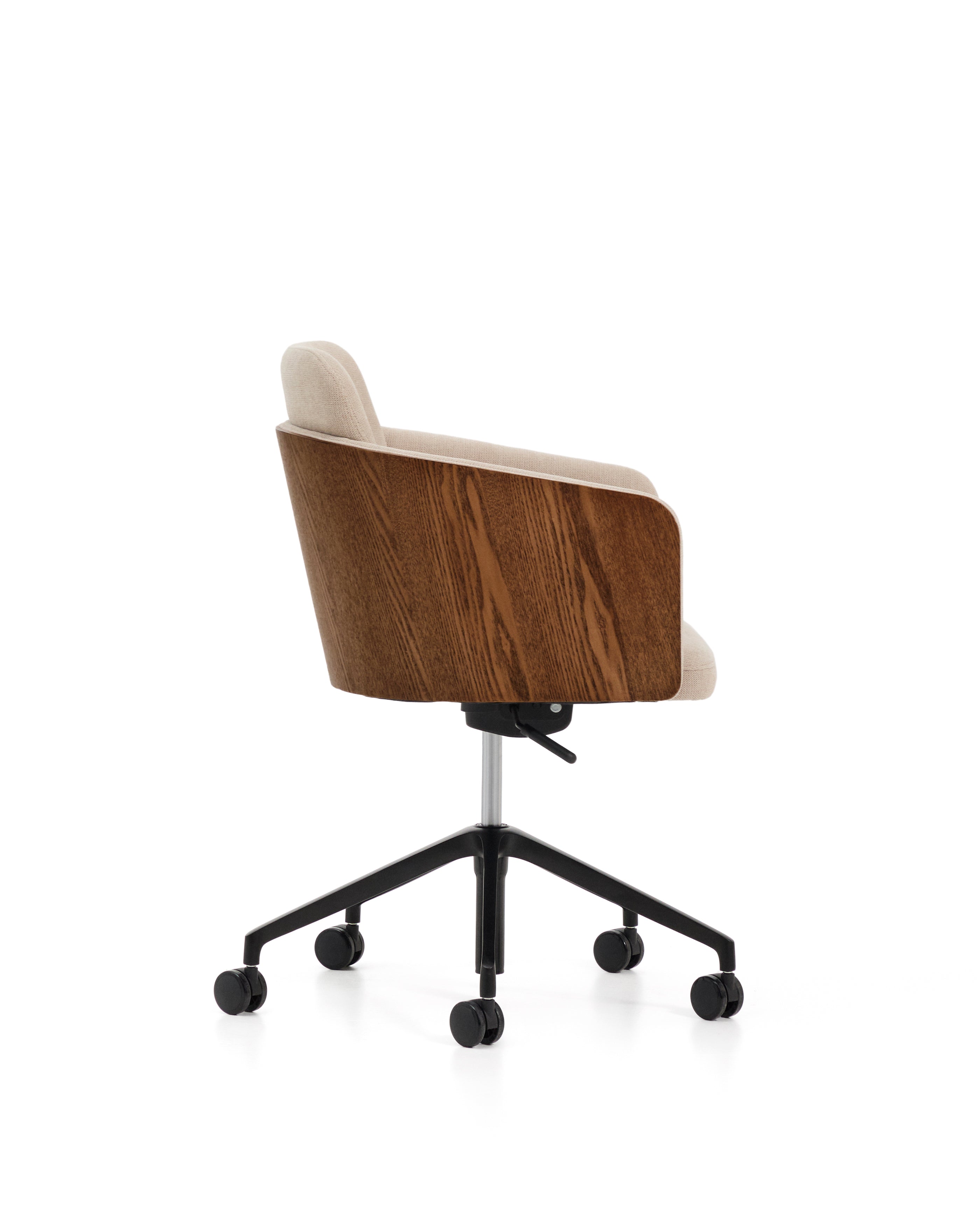 Madai desk chair in brown chenille and ash veneer with walnut finish FSC Mix Credit - Product Image