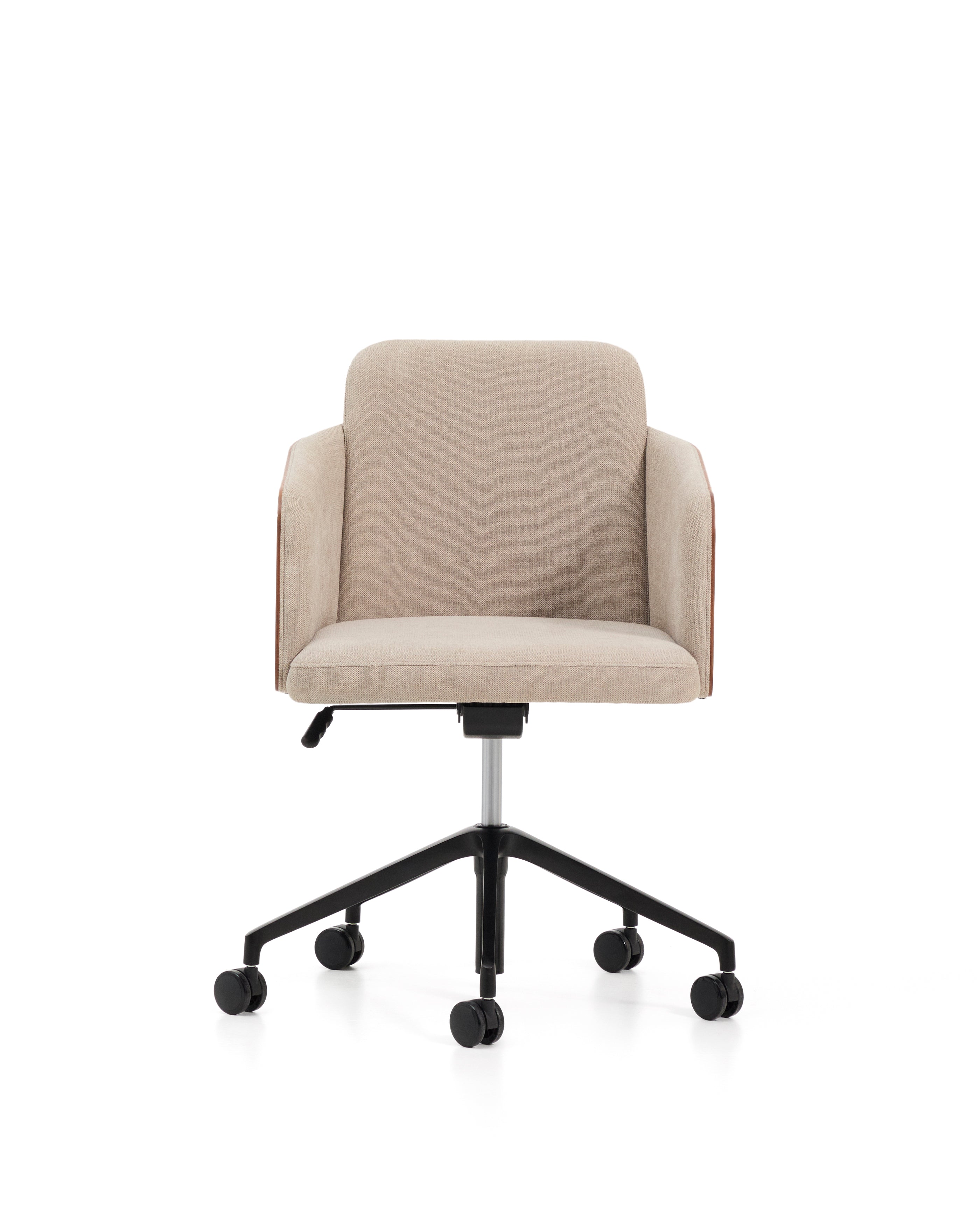 Madai desk chair in brown chenille and ash veneer with walnut finish FSC Mix Credit - Product Image