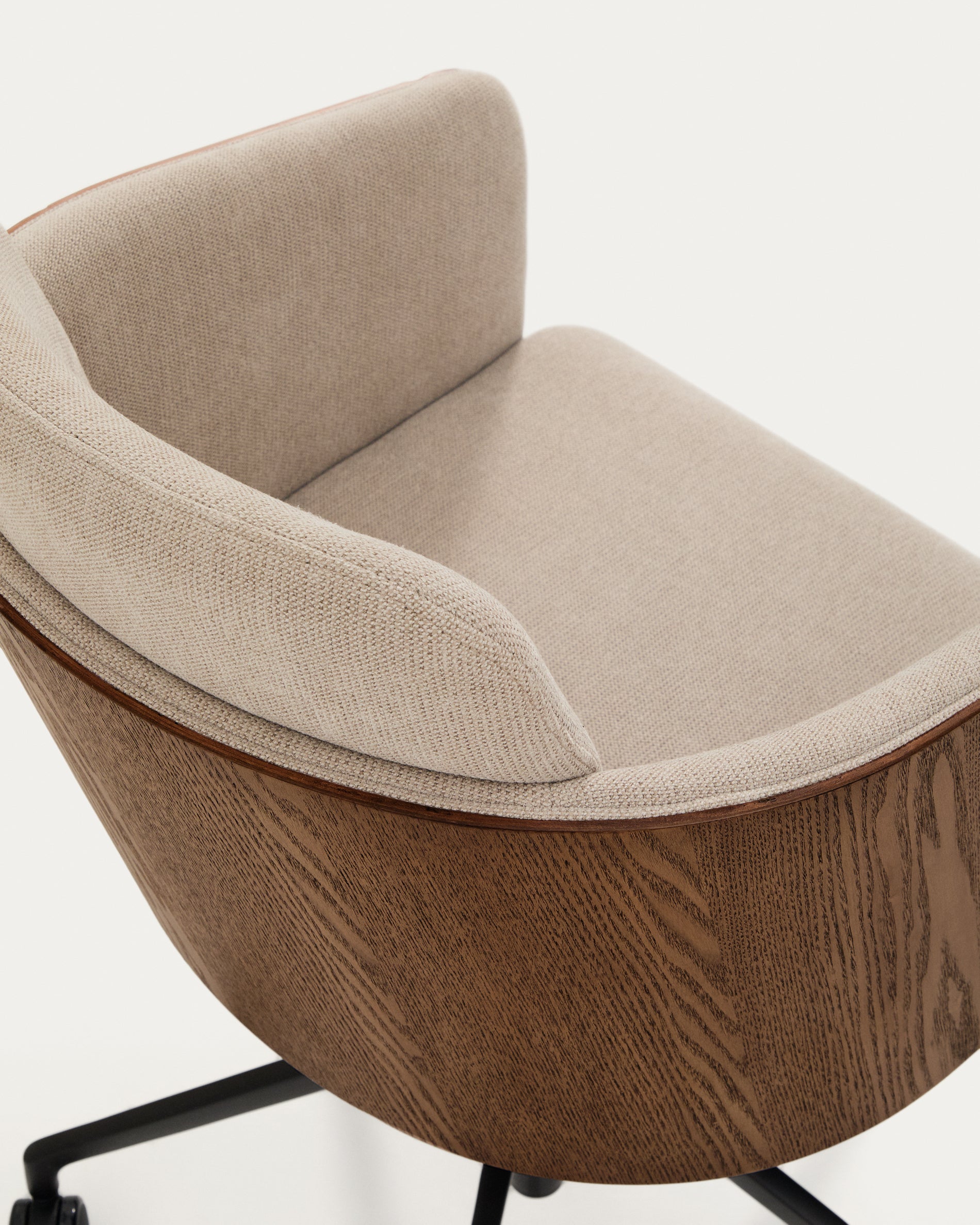 Madai desk chair in brown chenille and ash veneer with walnut finish FSC Mix Credit - Detail