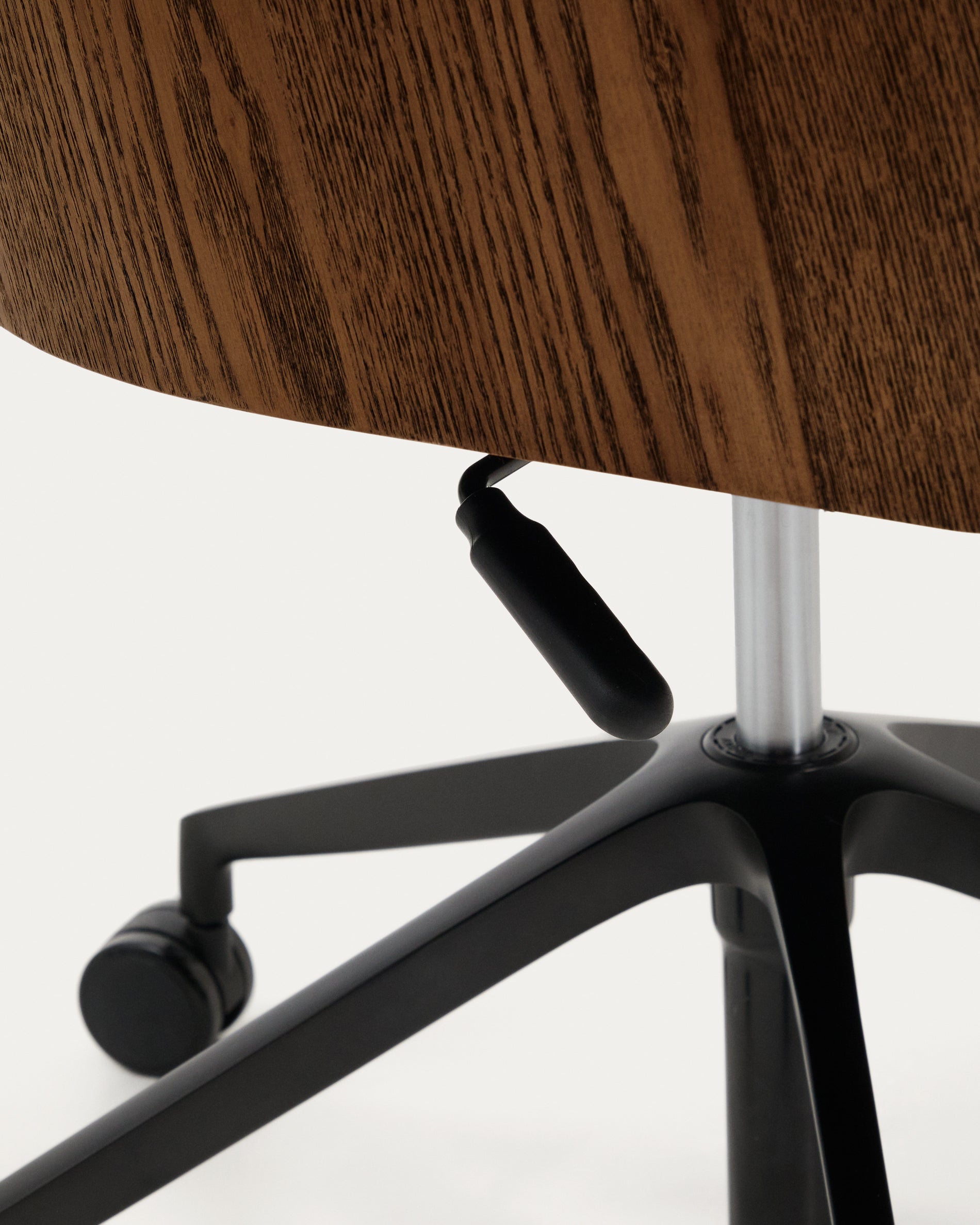 Madai desk chair in brown chenille and ash veneer with walnut finish FSC Mix Credit - Detail