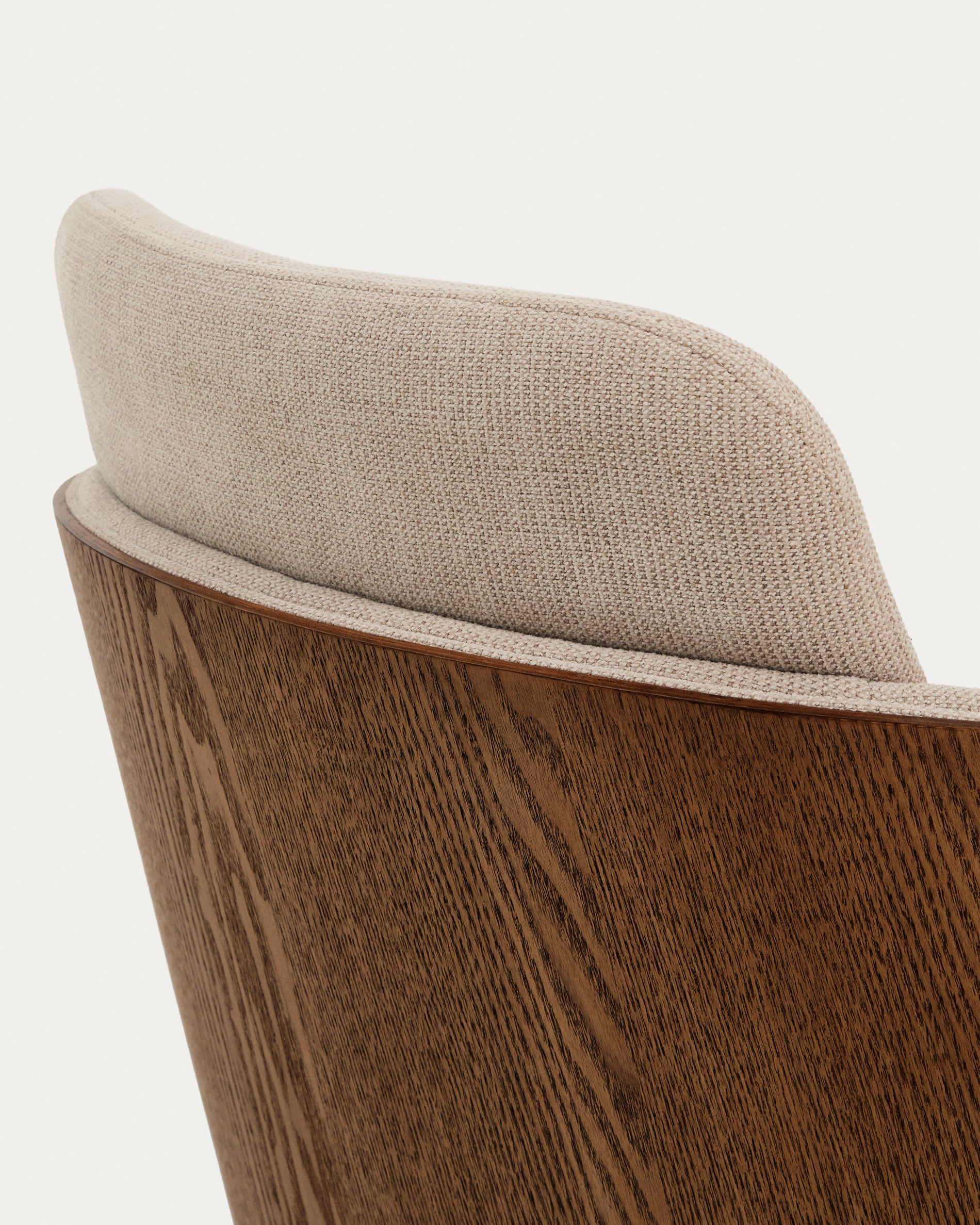 Madai desk chair in brown chenille and ash veneer with walnut finish FSC Mix Credit - Detail