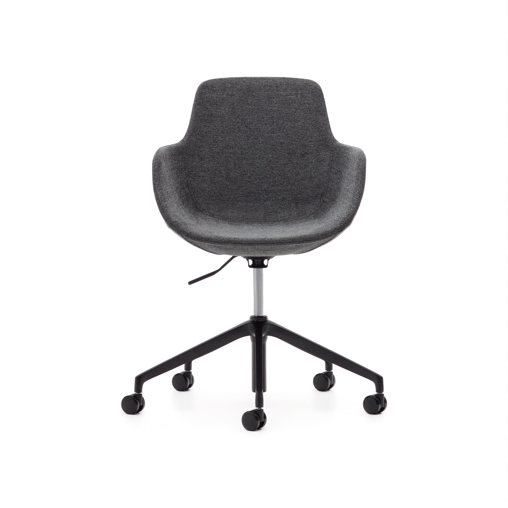 Tissiana dark grey and aluminium desk chair with matt black finish - Product Image