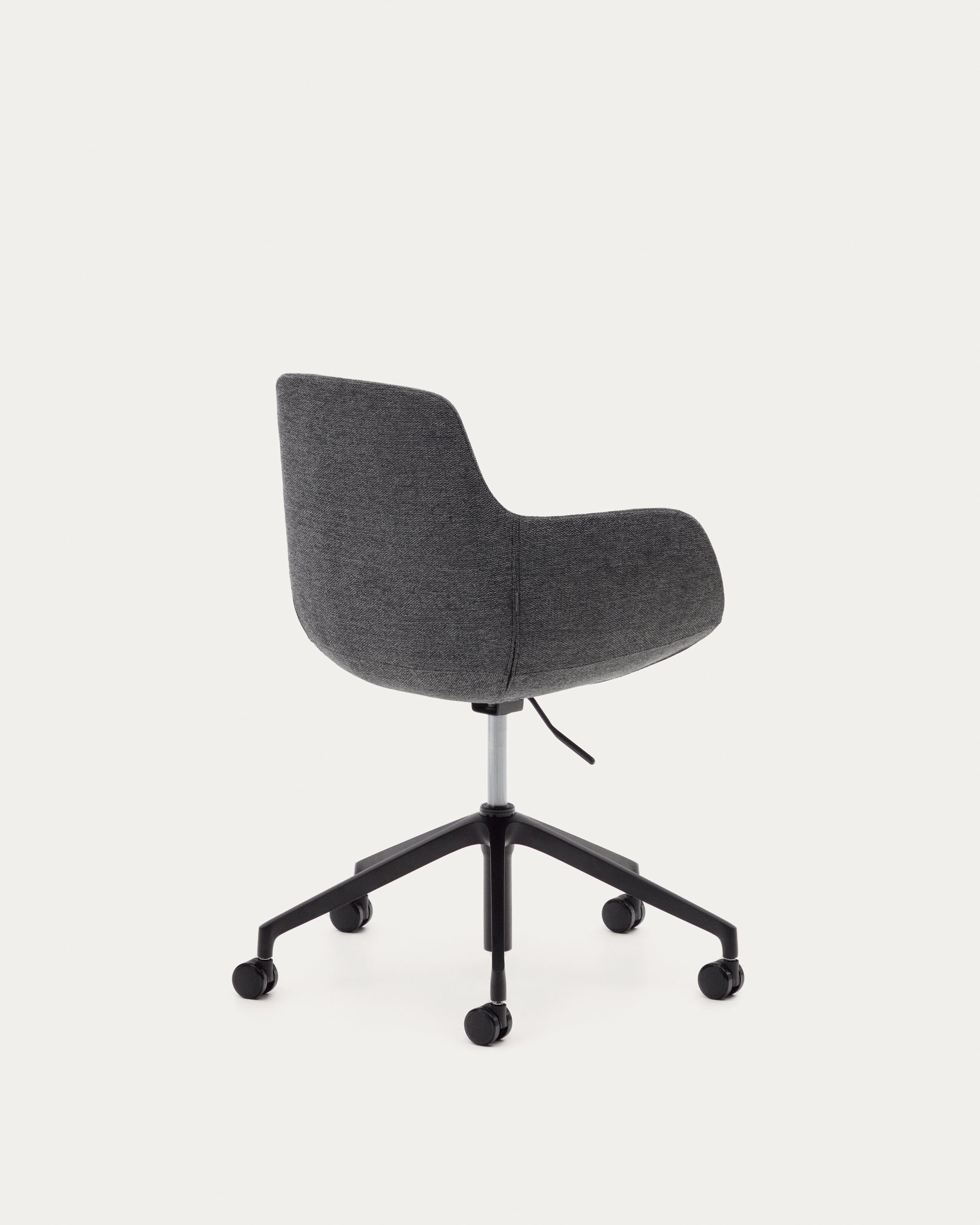 Tissiana dark grey and aluminium desk chair with matt black finish - Product View
