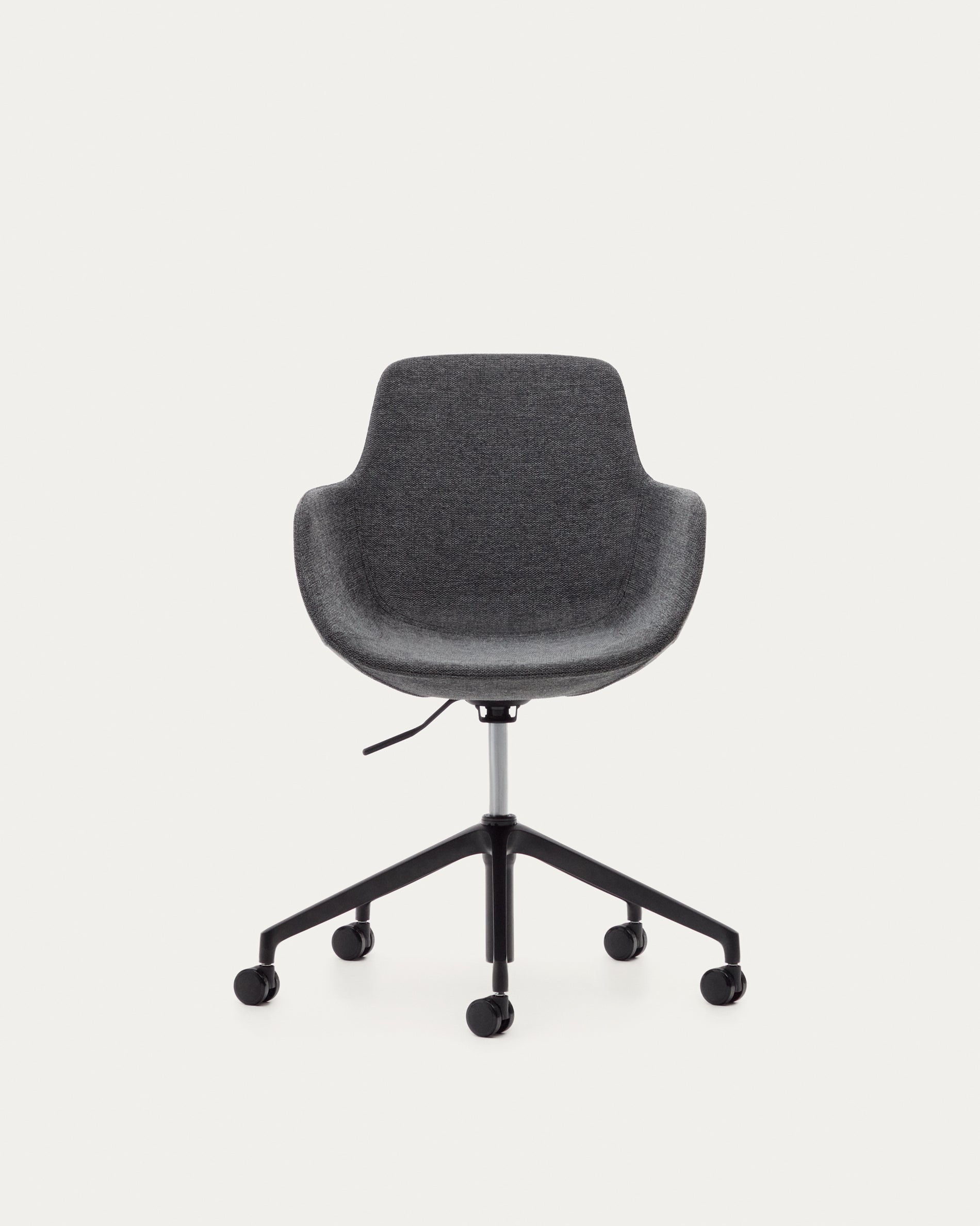 Tissiana dark grey and aluminium desk chair with matt black finish - Product View