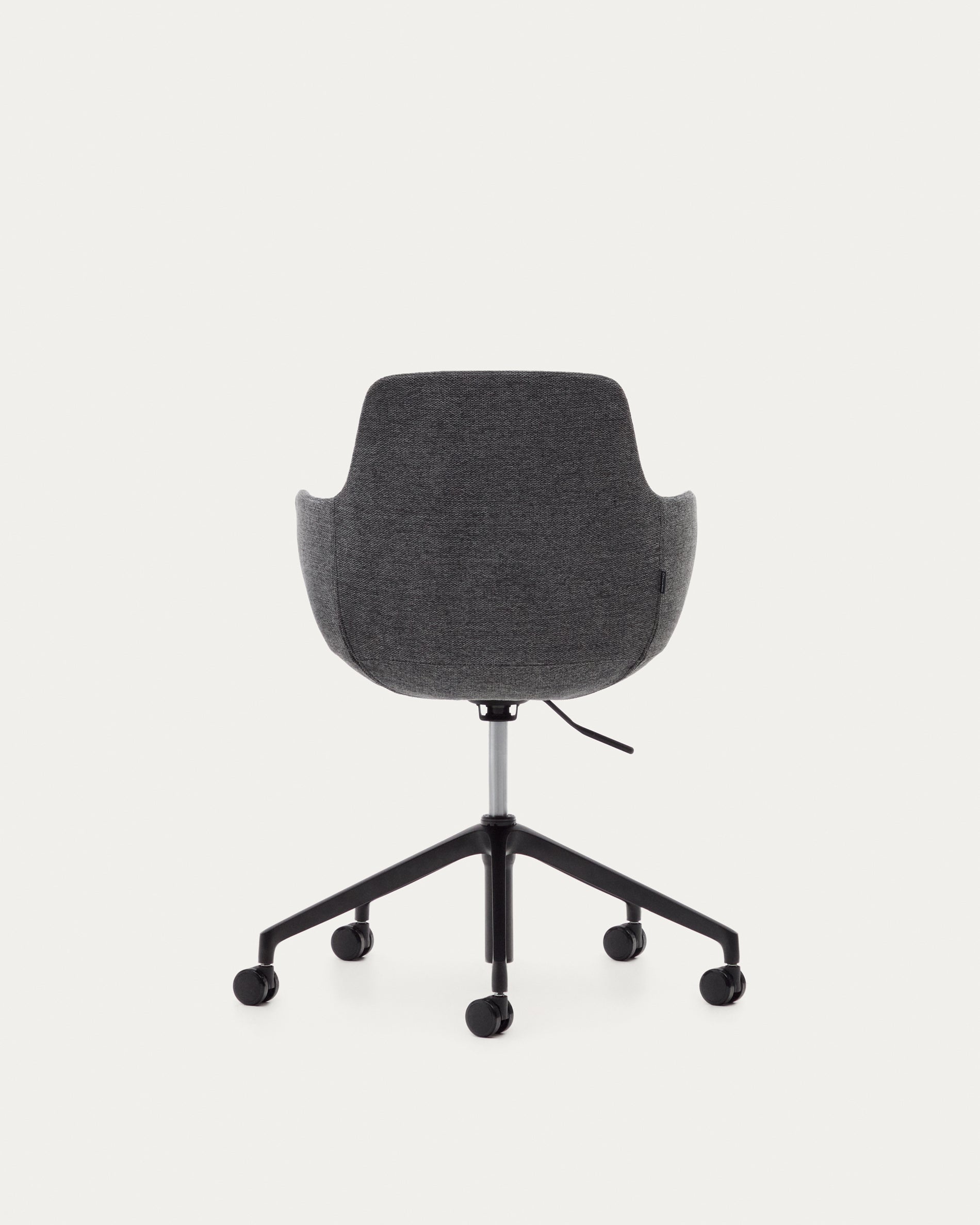 Tissiana dark grey and aluminium desk chair with matt black finish - Product View