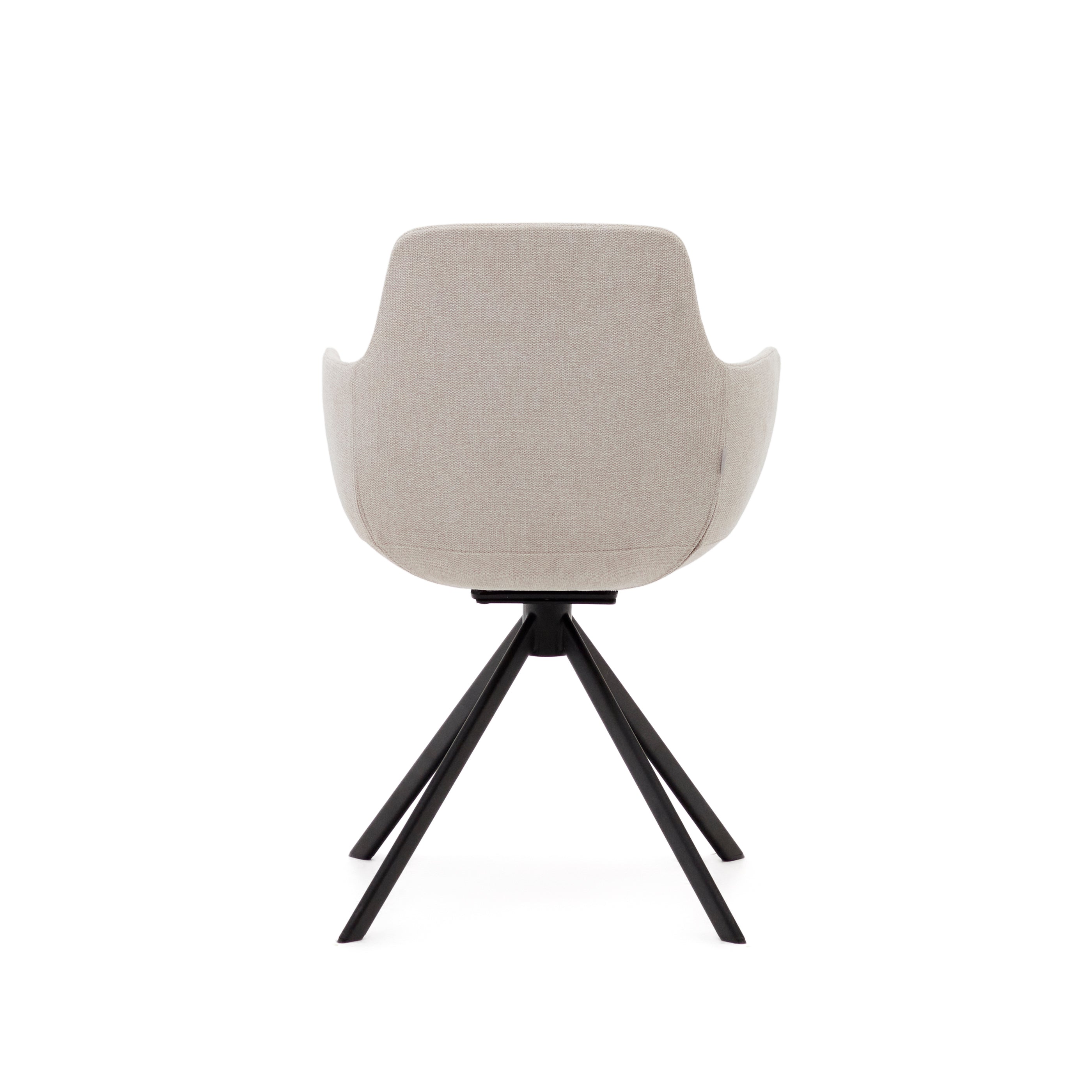 Tissiana self-centring swivel chair in beige chenille and matte black aluminium - Product Image