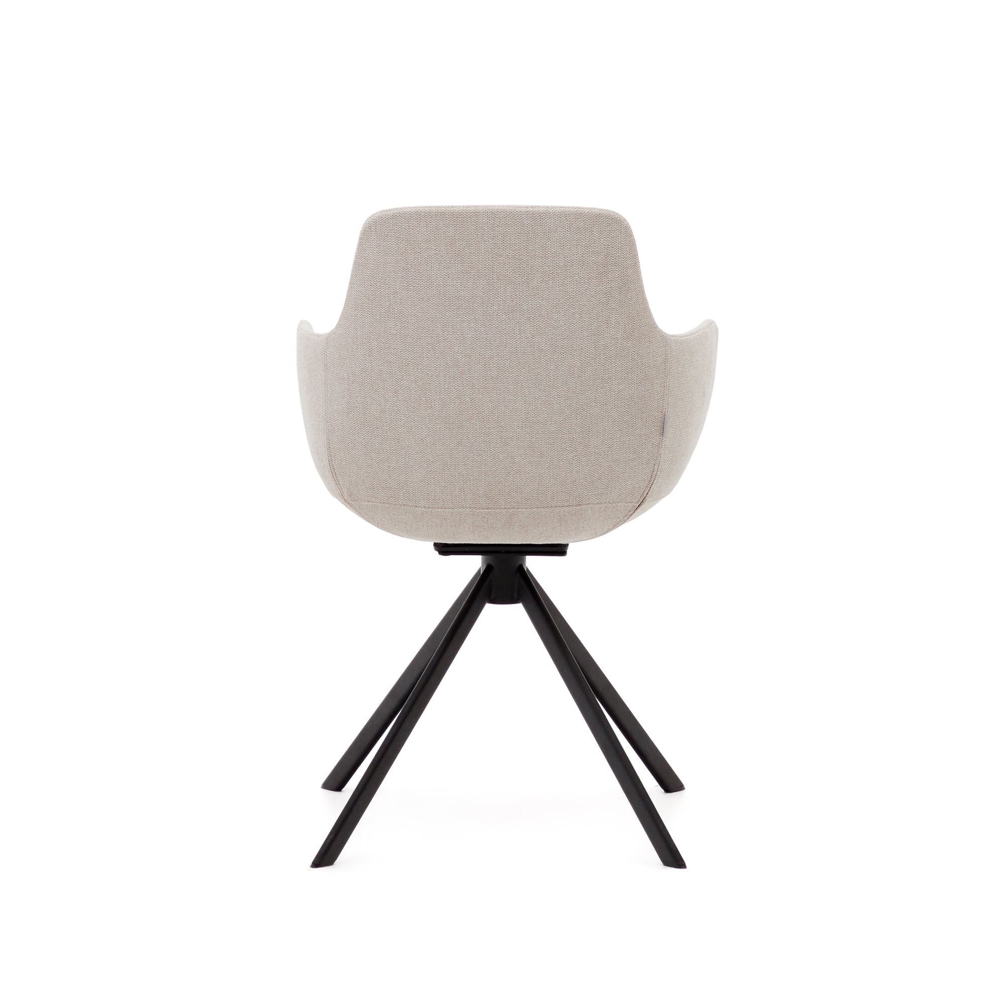Tissiana self-centring swivel chair in beige chenille and matte black aluminium - Product Image