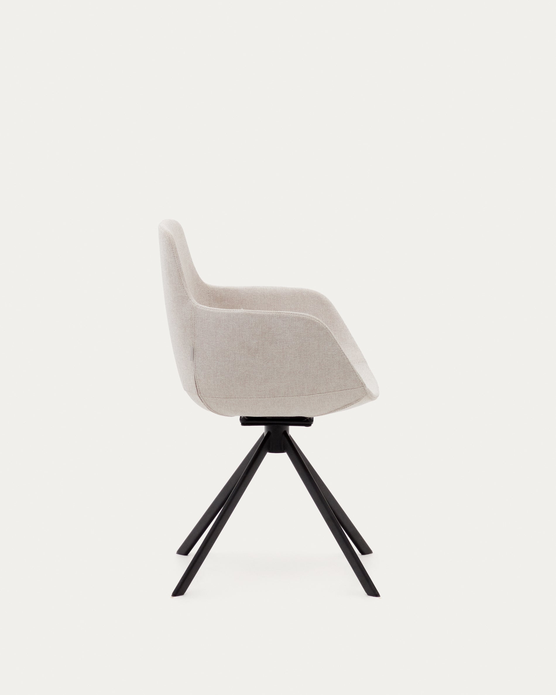 Tissiana self-centring swivel chair in beige chenille and matte black aluminium - Product View