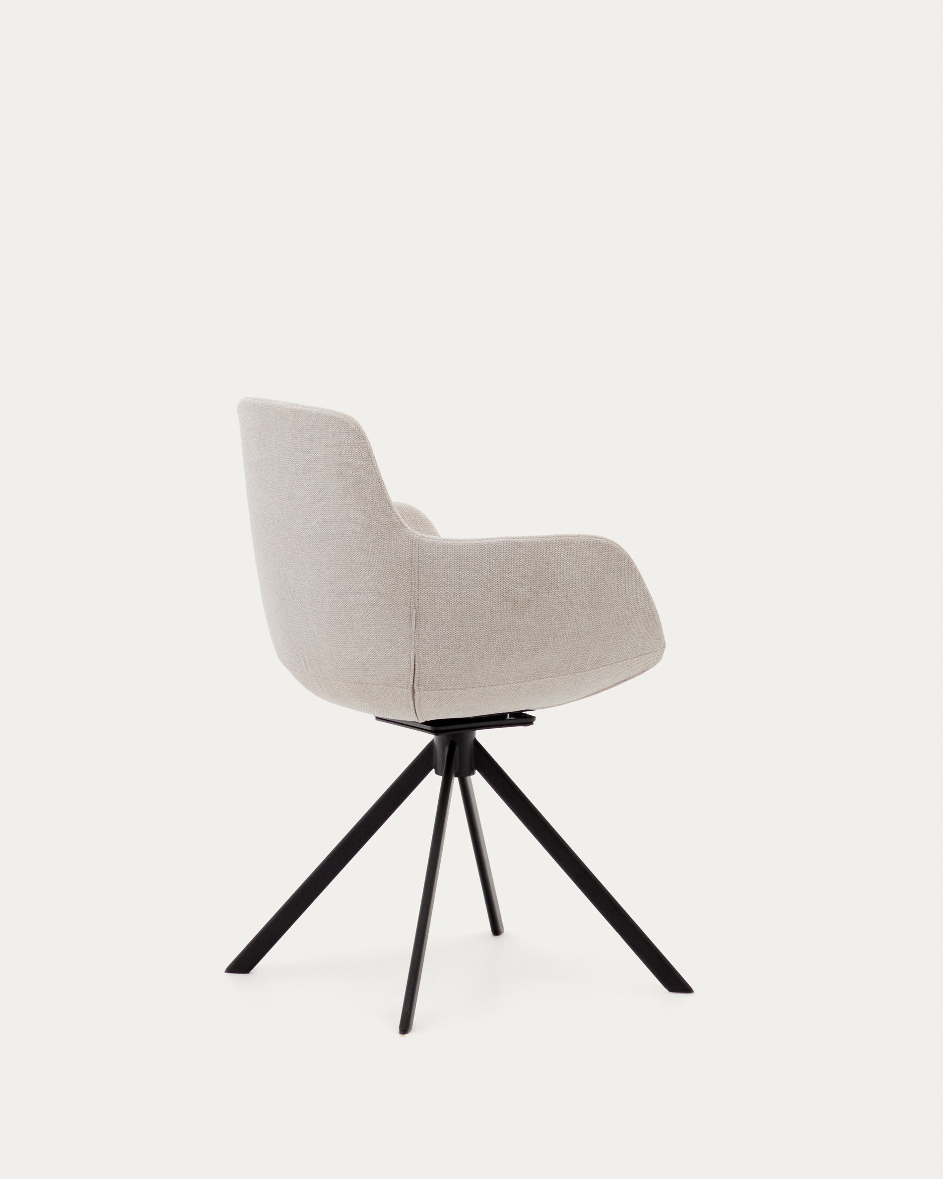 Tissiana self-centring swivel chair in beige chenille and matte black aluminium - Product View