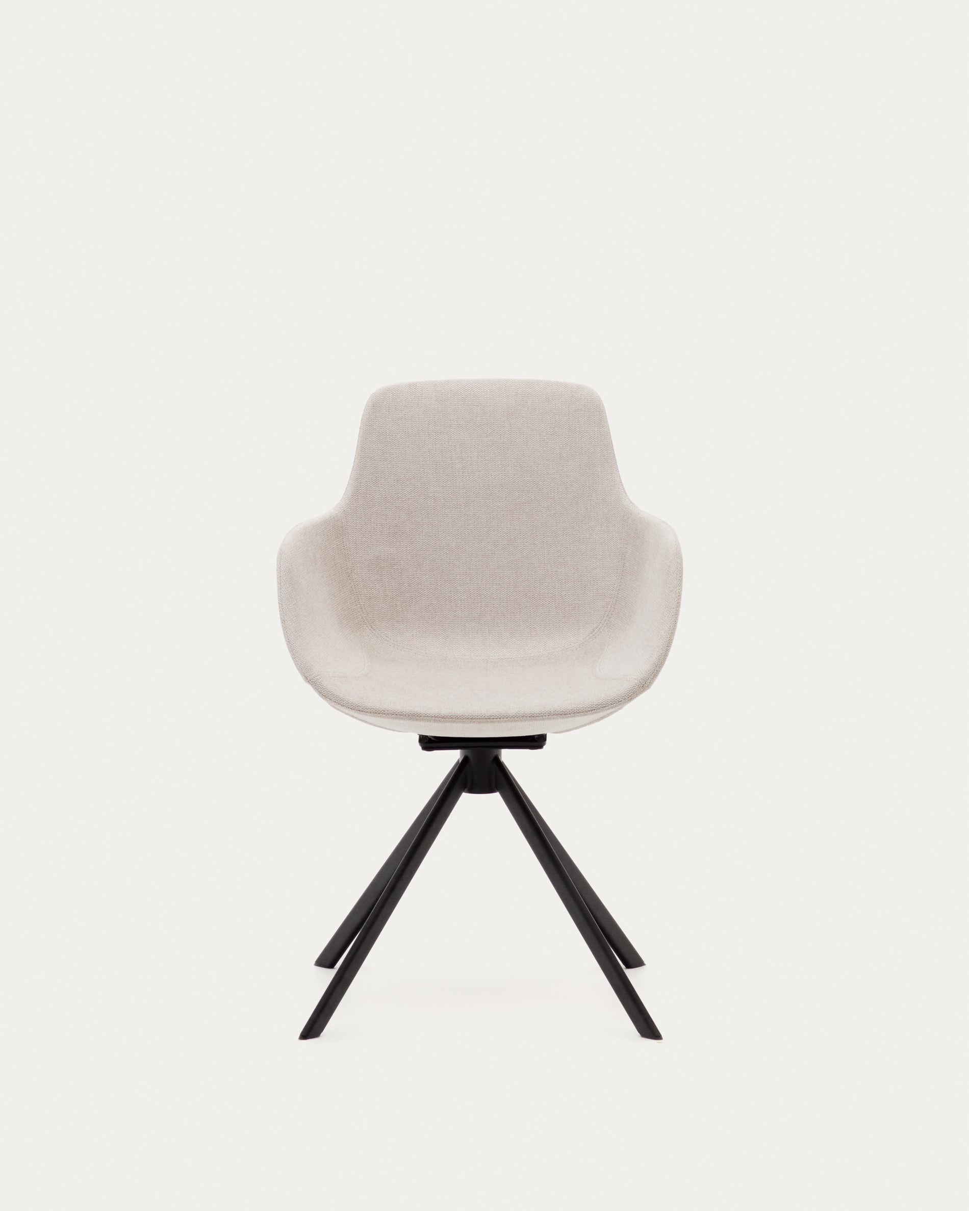 Tissiana self-centring swivel chair in beige chenille and matte black aluminium - Product View