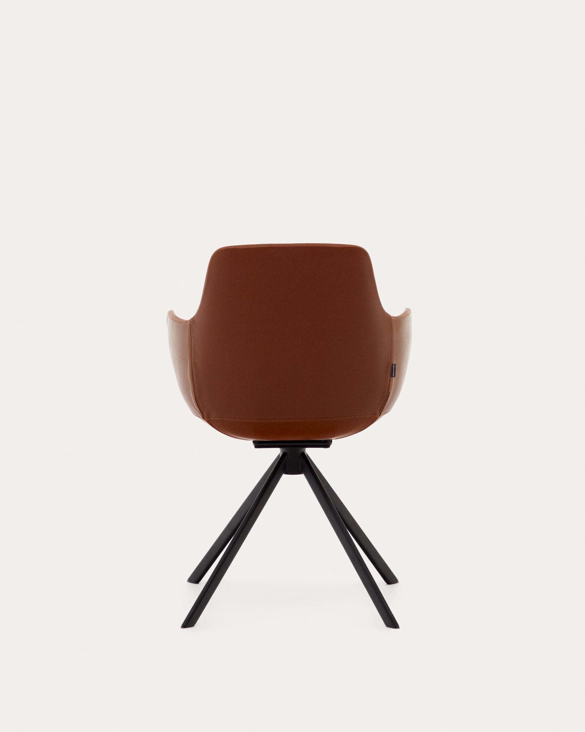 Tissiana self-centring swivel chair in synthetic brown leather and matte black aluminium - Product View