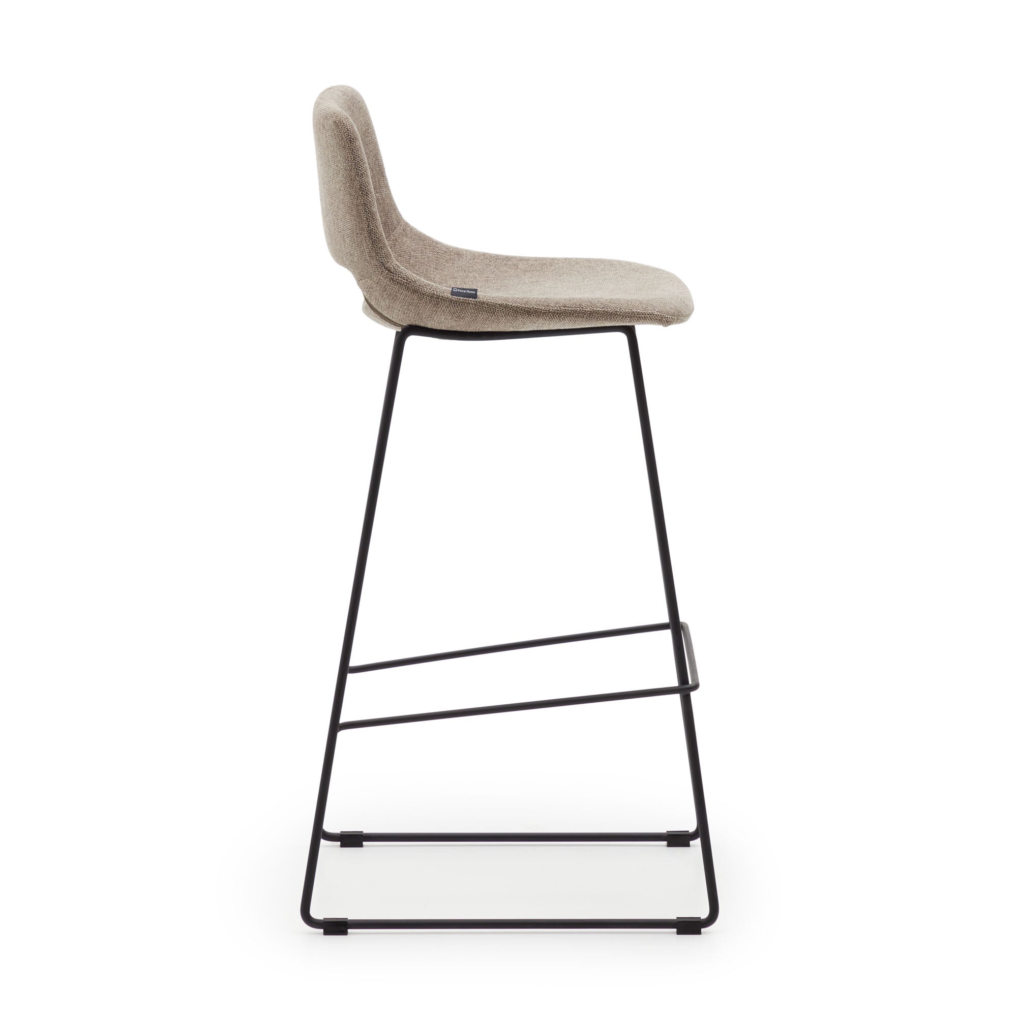 Zahara bar stool in brown with steel legs in black finish, height 76 cm - Product Image