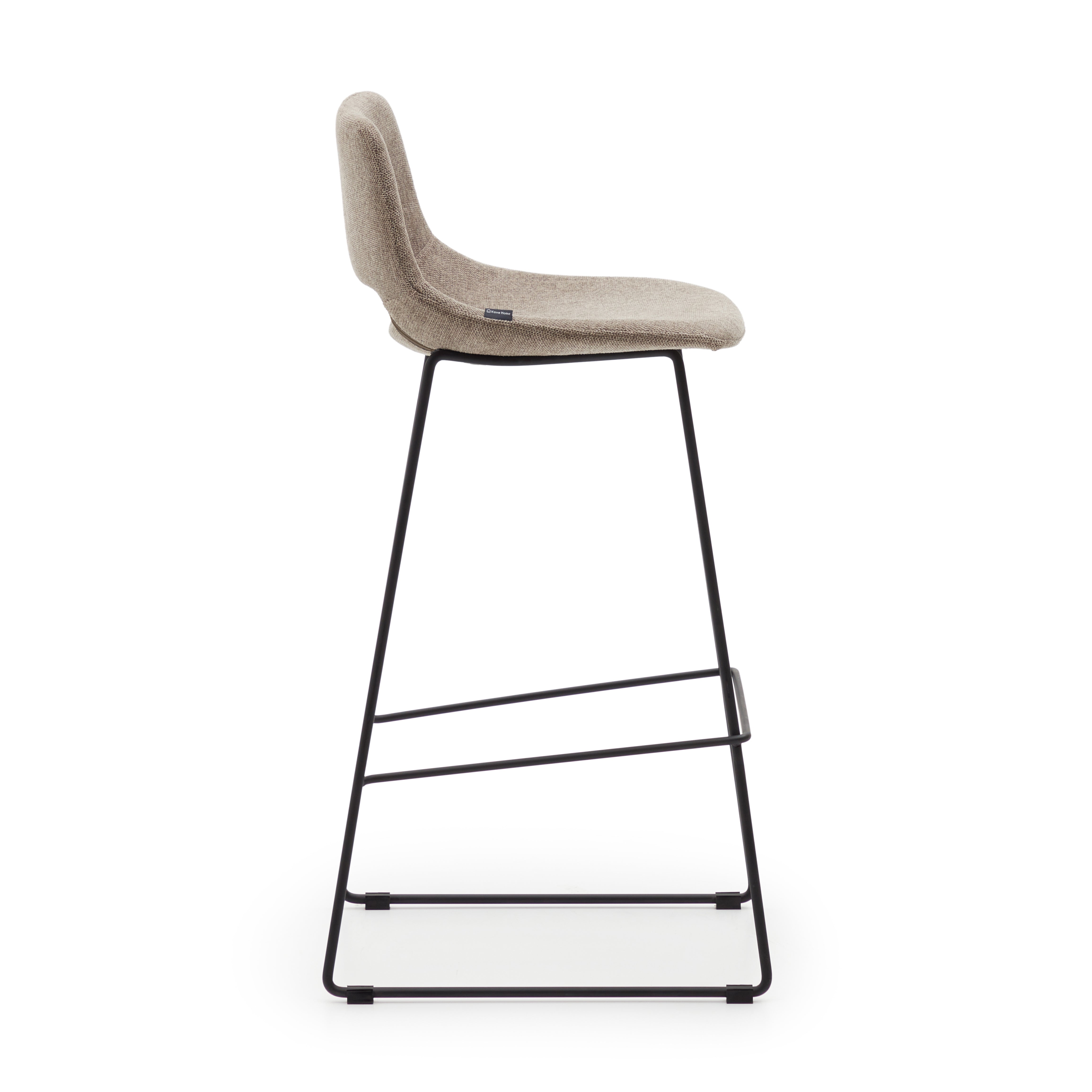 Zahara bar stool in brown with steel legs in black finish, height 76 cm - Product Image