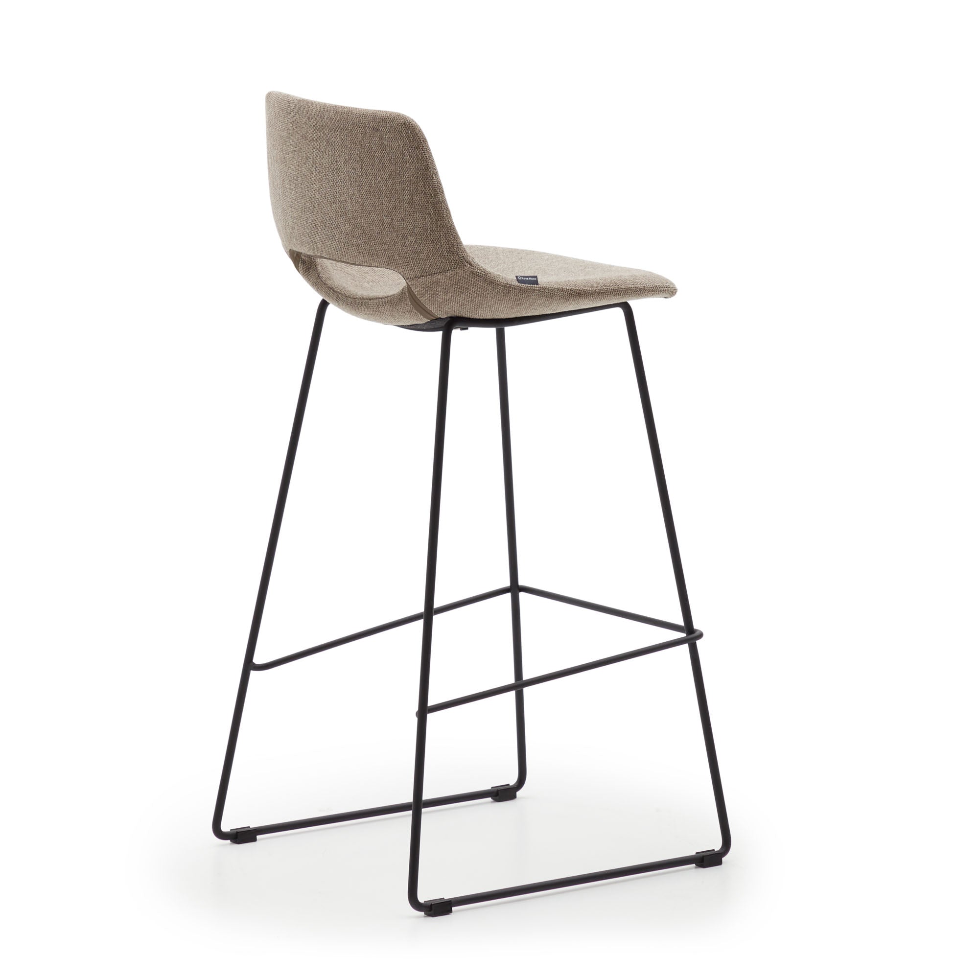 Zahara bar stool in brown with steel legs in black finish, height 76 cm - Product Image