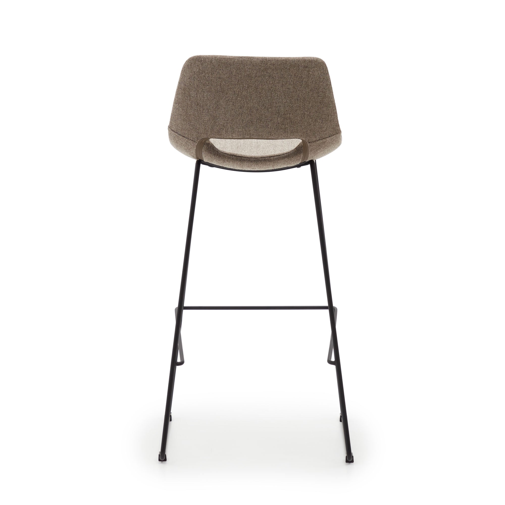 Zahara bar stool in brown with steel legs in black finish, height 76 cm - Product Image