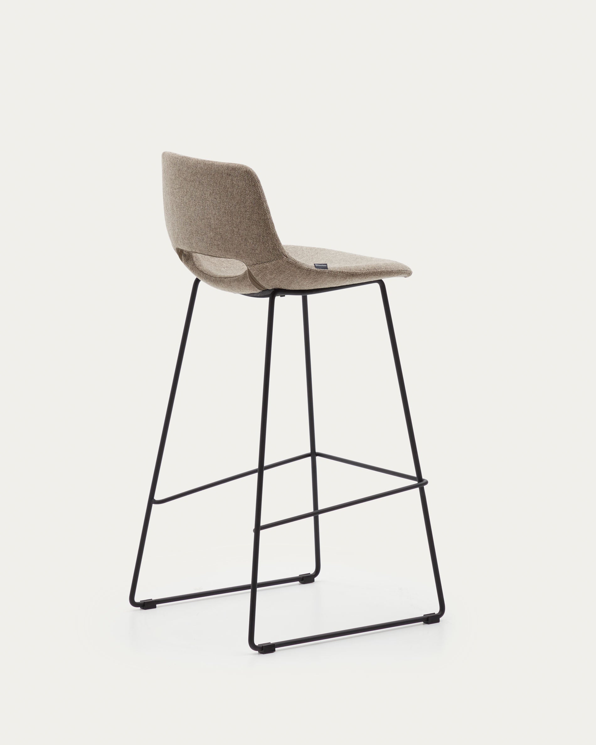 Zahara bar stool in brown with steel legs in black finish, height 76 cm - Product View