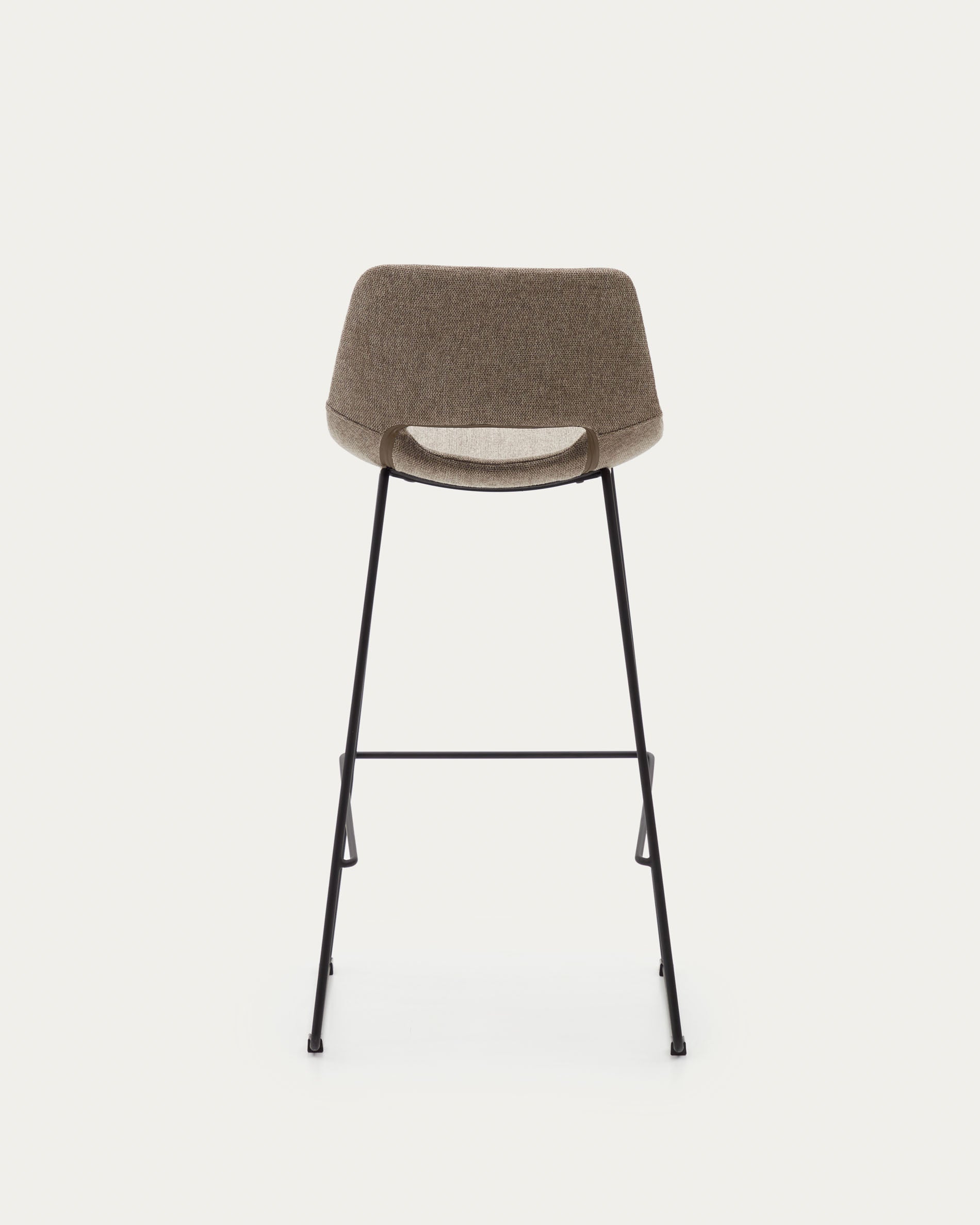 Zahara bar stool in brown with steel legs in black finish, height 76 cm - Product View