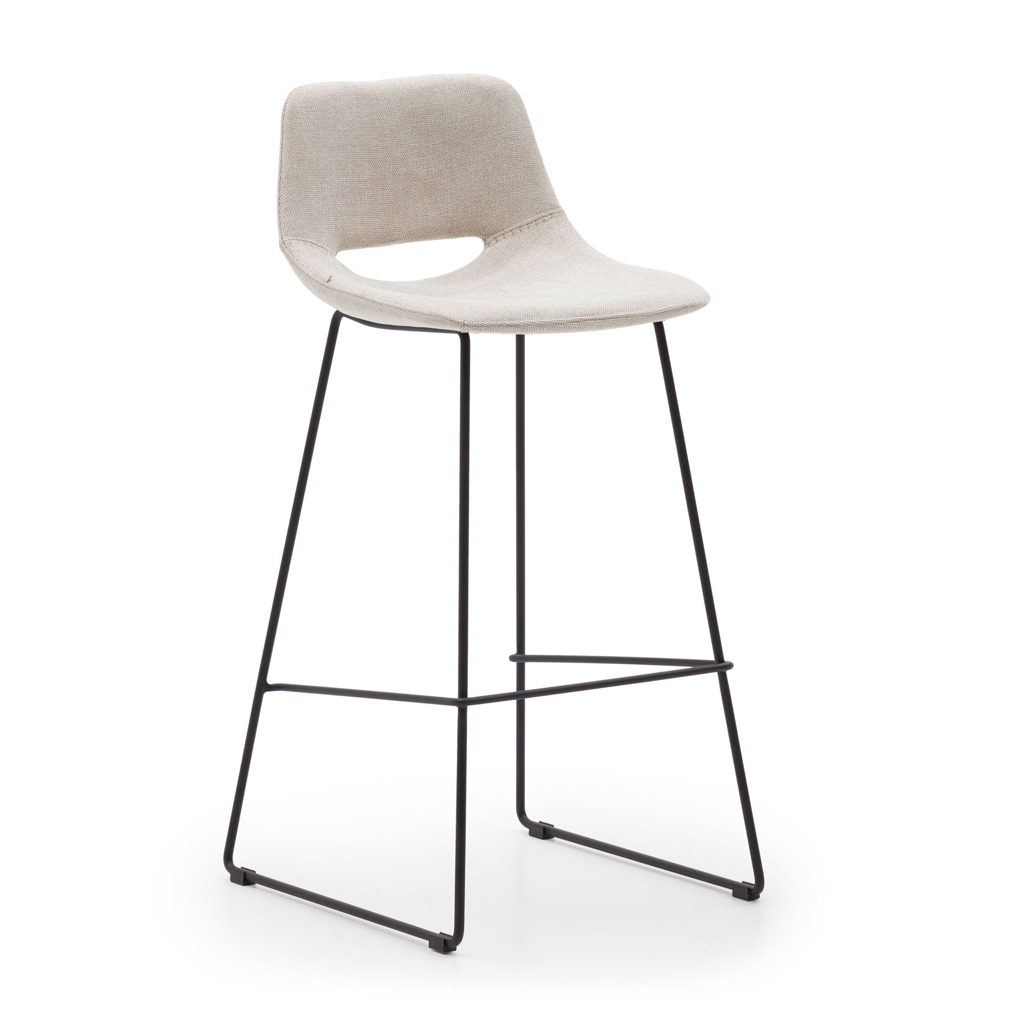 Zahara beige stool with steel in a black finish, height 76 cm - Product Image
