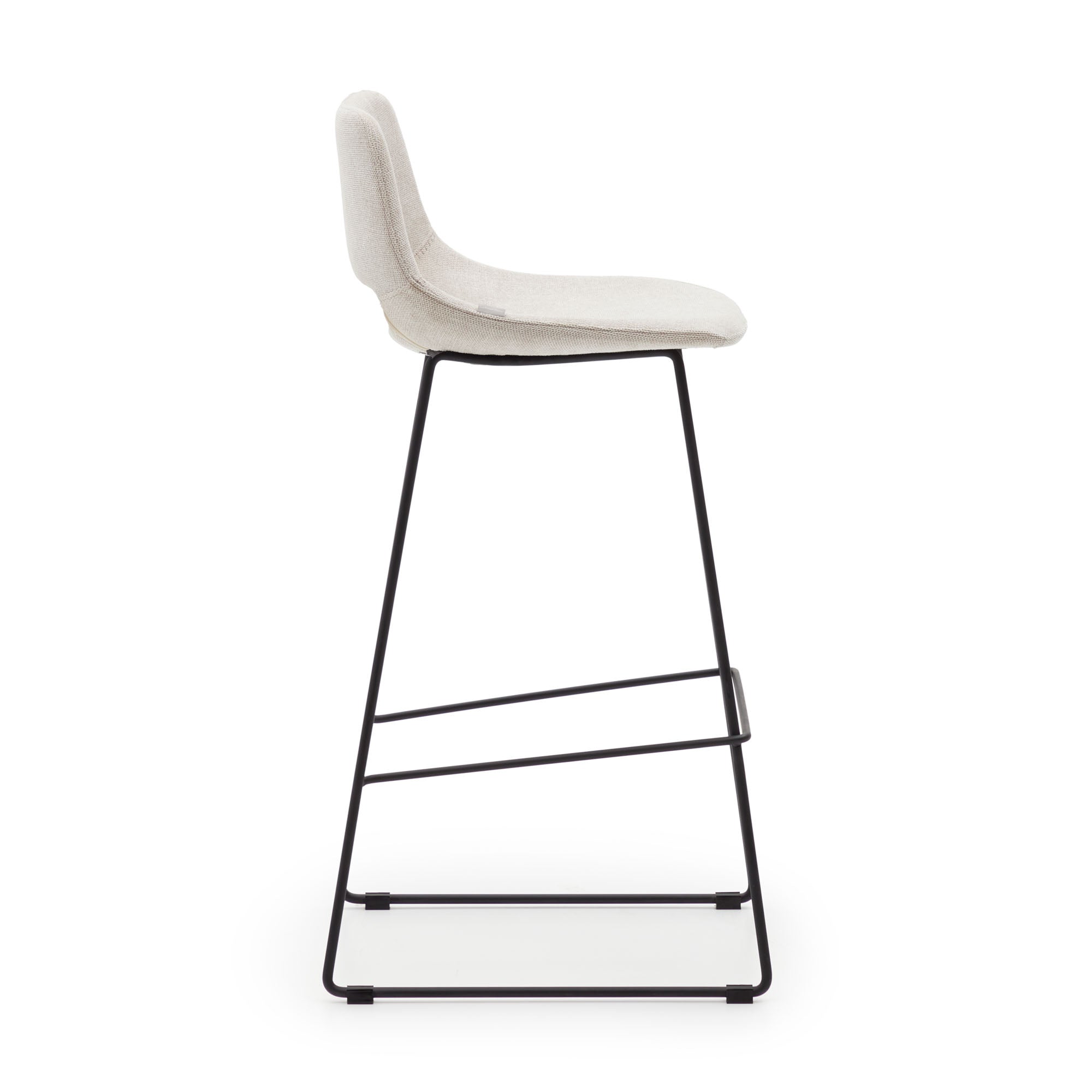 Zahara beige stool with steel in a black finish, height 76 cm - Product Image