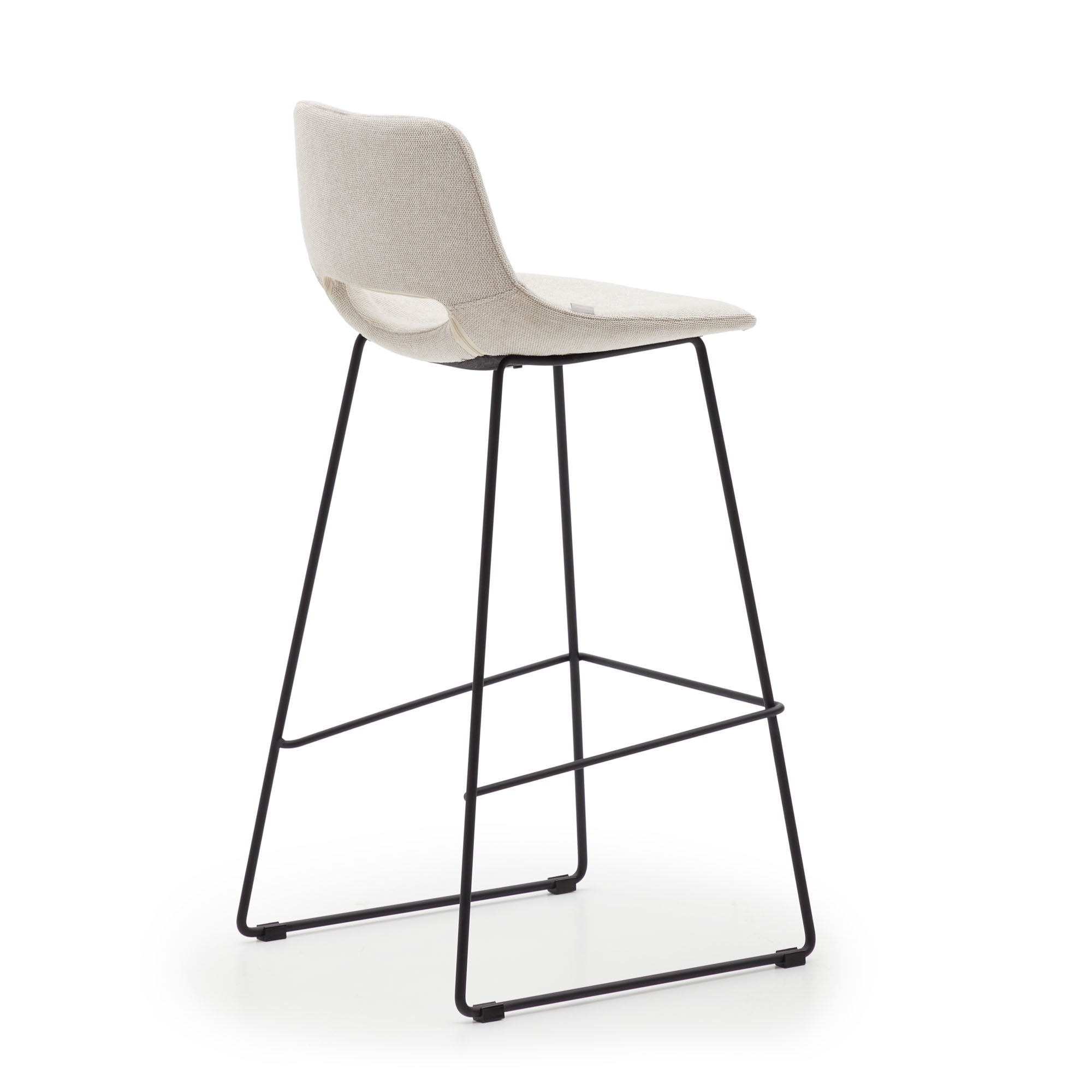 Zahara beige stool with steel in a black finish, height 76 cm - Product Image