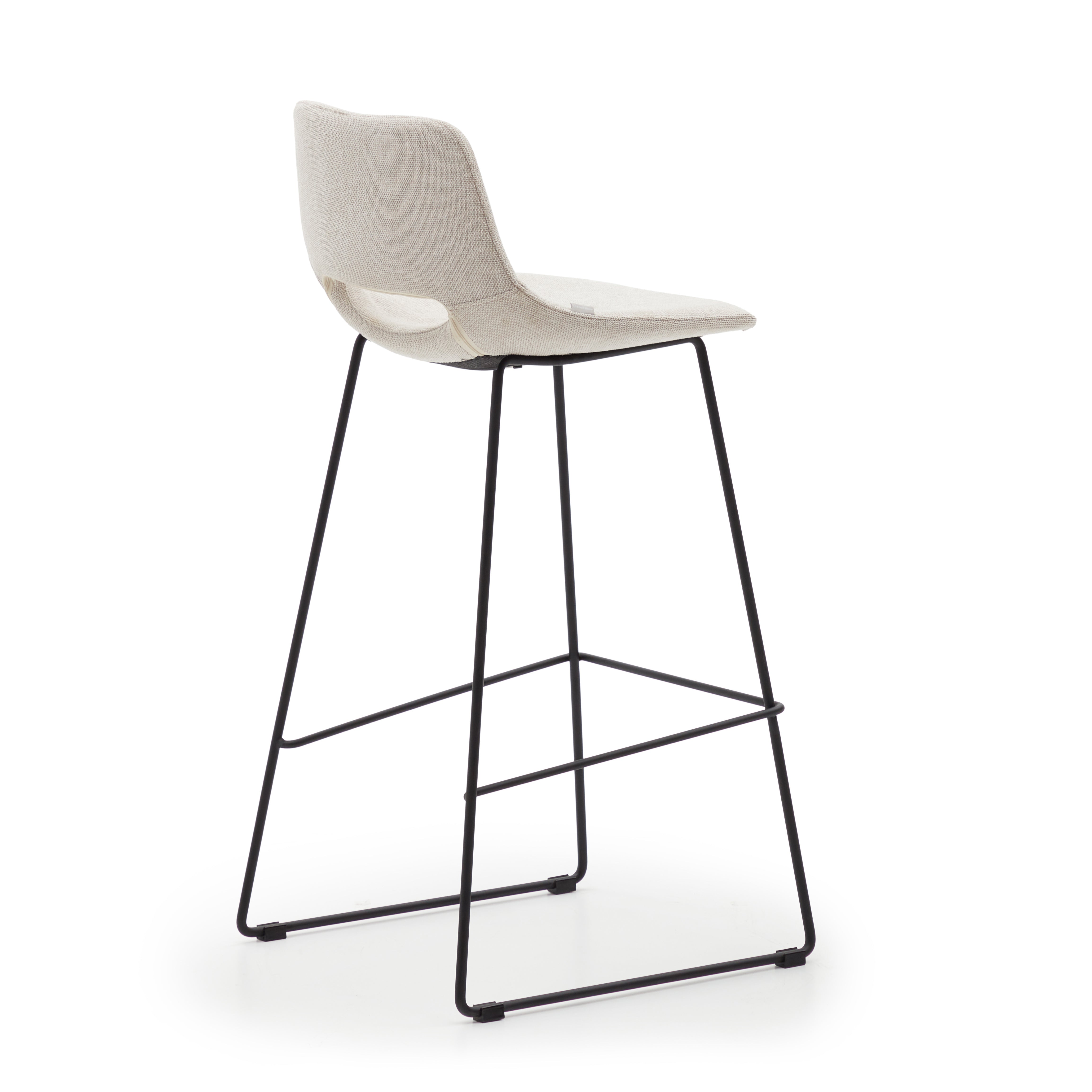 Zahara beige stool with steel in a black finish, height 76 cm - Product Image