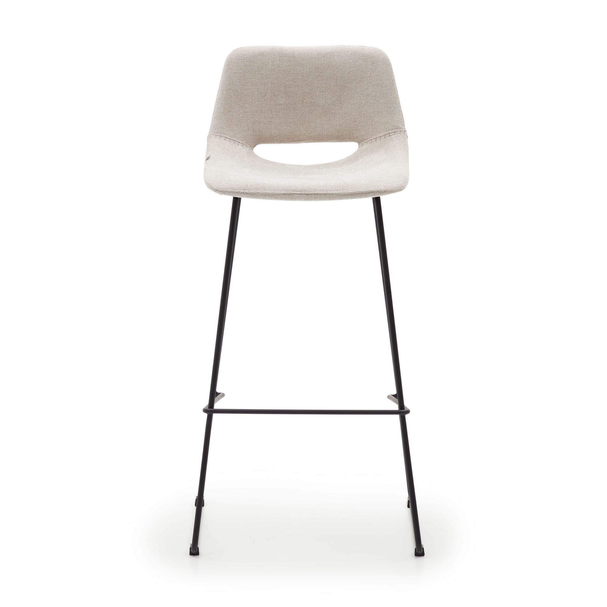 Zahara beige stool with steel in a black finish, height 76 cm - Product Image