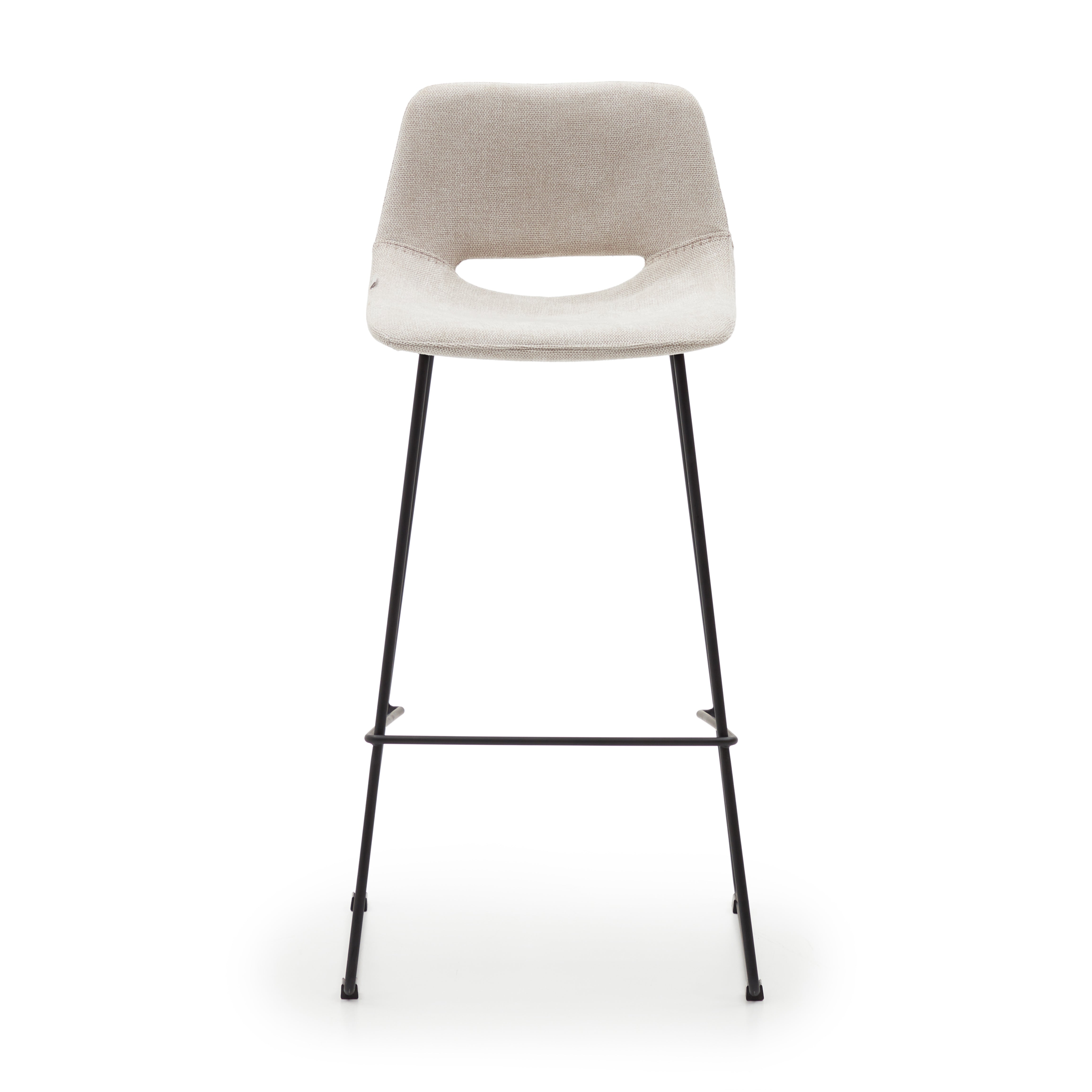 Zahara beige stool with steel in a black finish, height 76 cm - Product Image