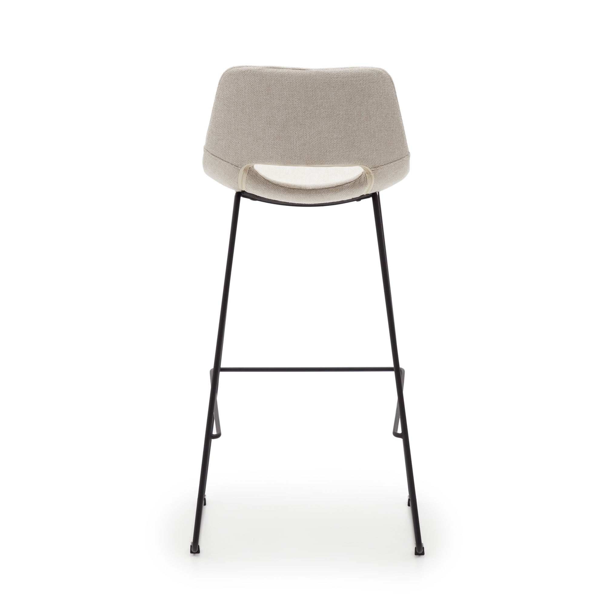 Zahara beige stool with steel in a black finish, height 76 cm - Product Image
