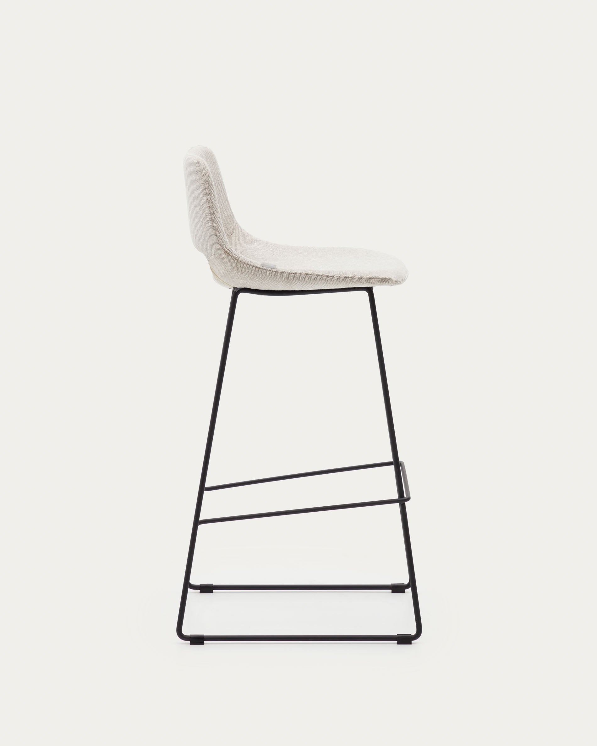 Zahara beige stool with steel in a black finish, height 76 cm - Product View