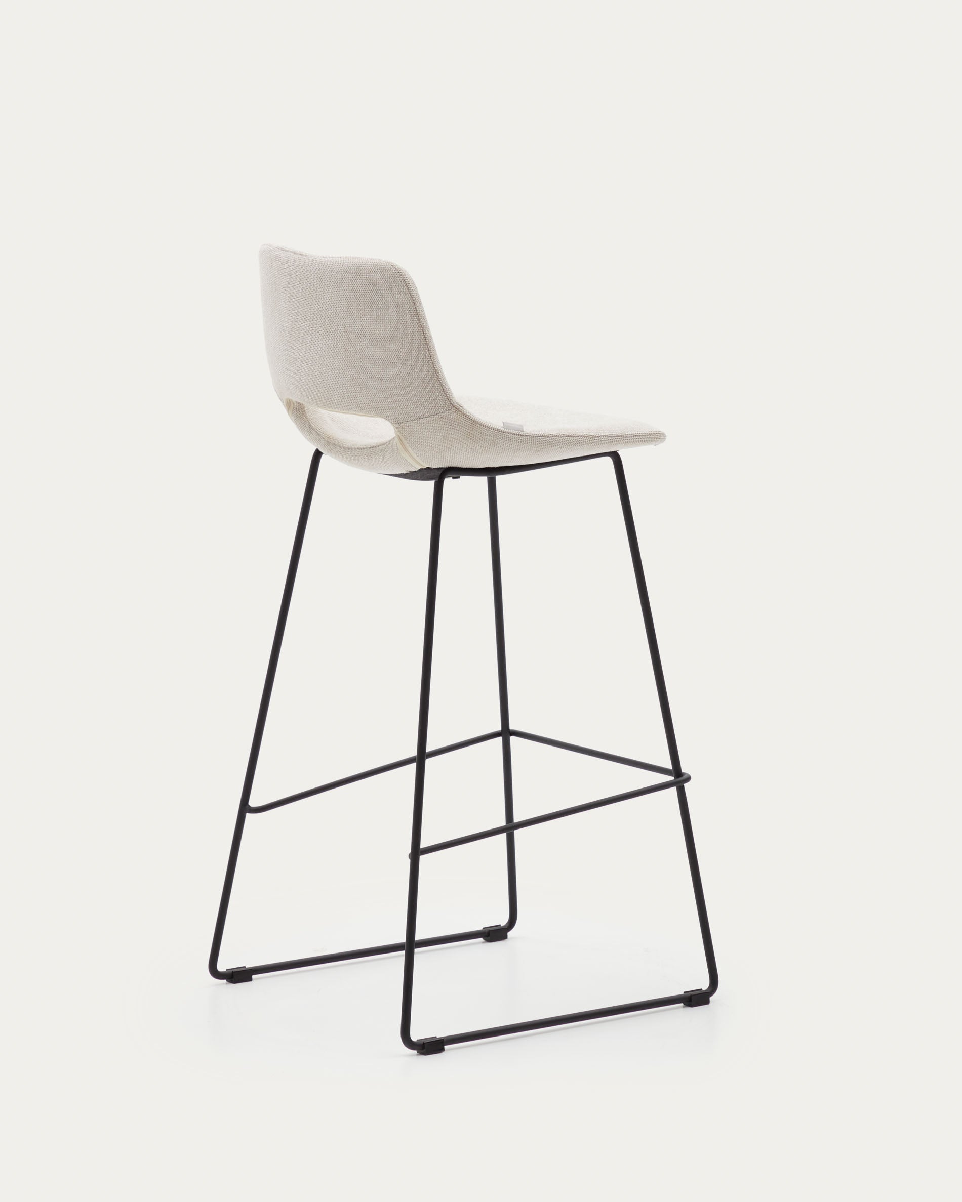 Zahara beige stool with steel in a black finish, height 76 cm - Product View