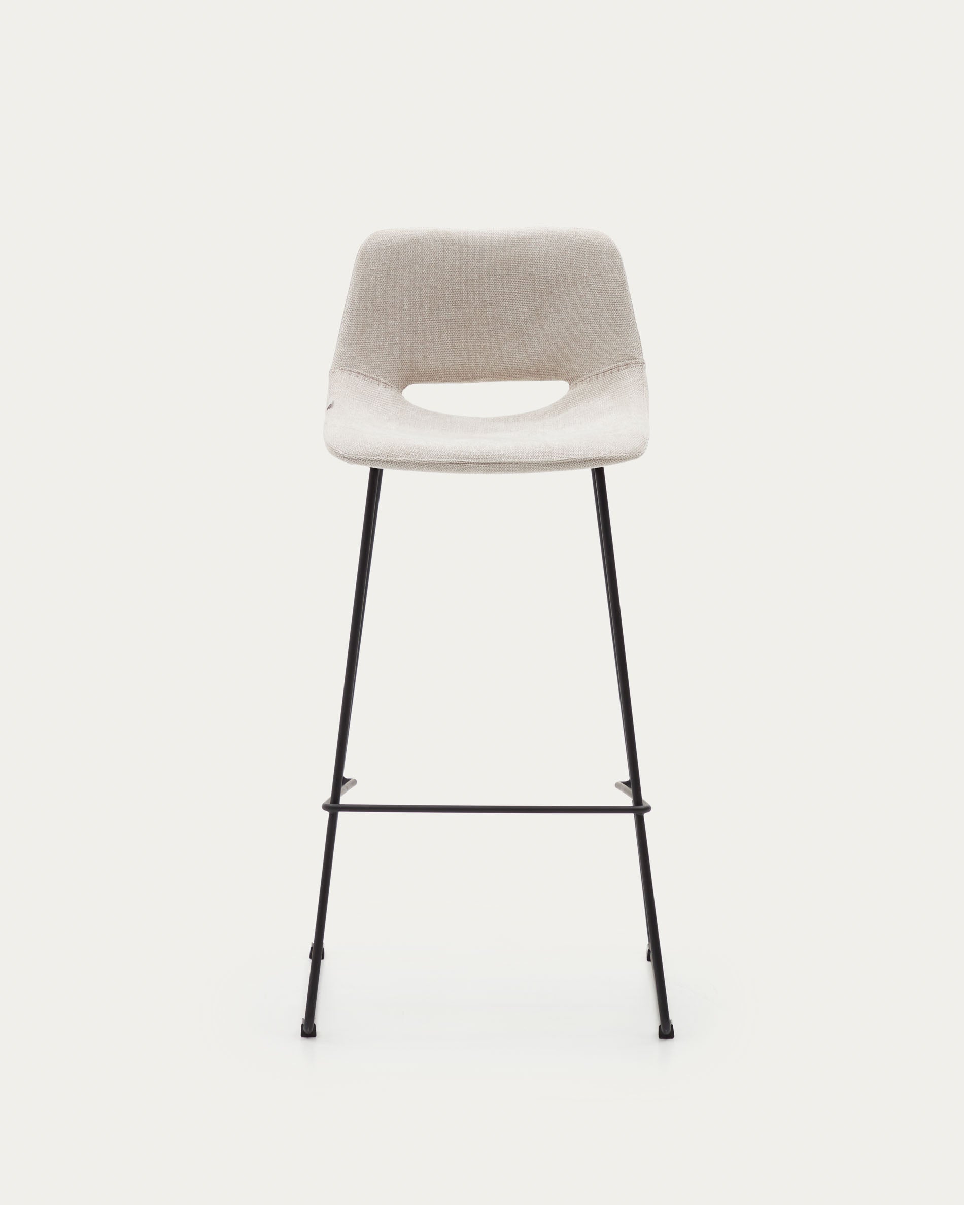 Zahara beige stool with steel in a black finish, height 76 cm - Product View
