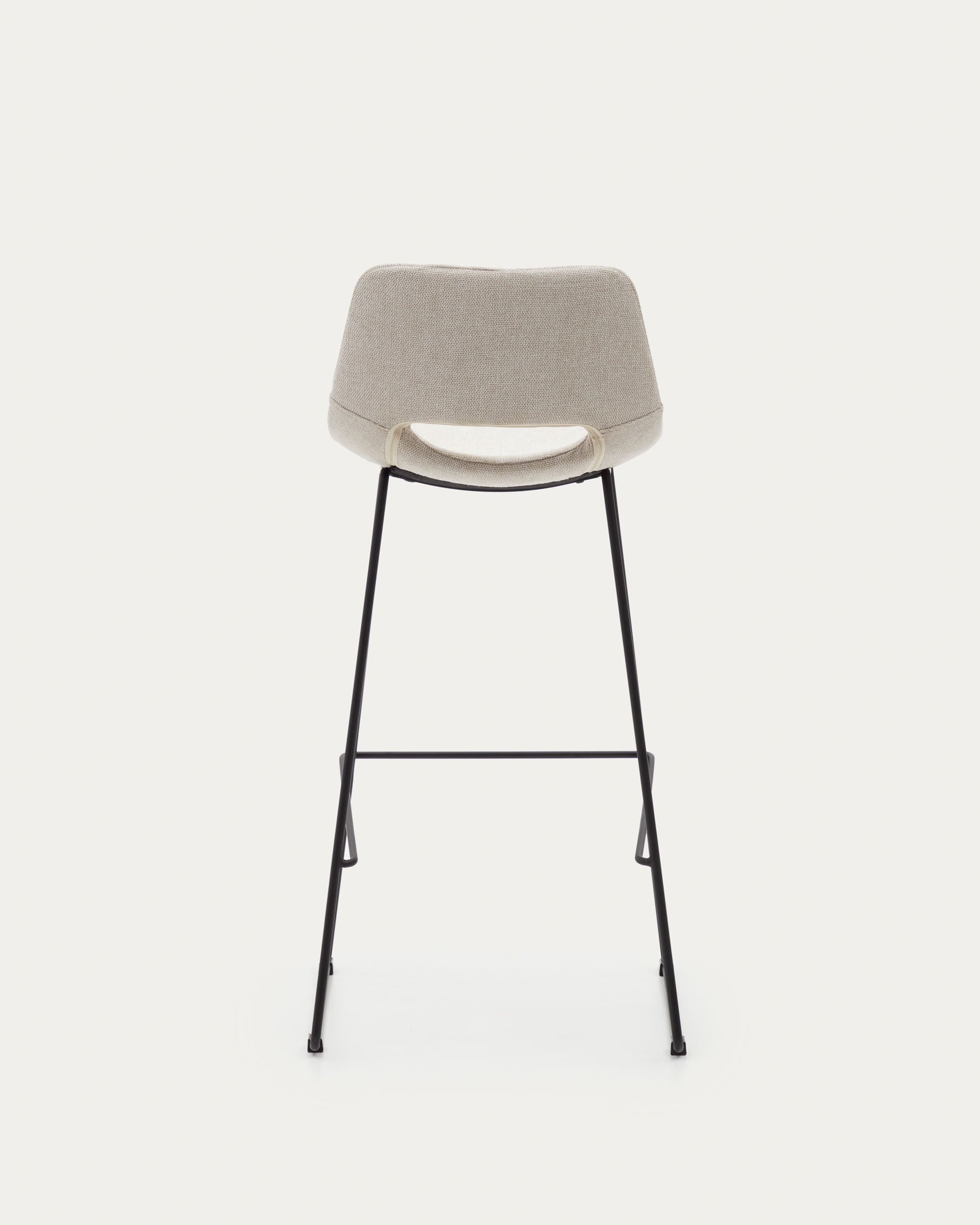 Zahara beige stool with steel in a black finish, height 76 cm - Product View