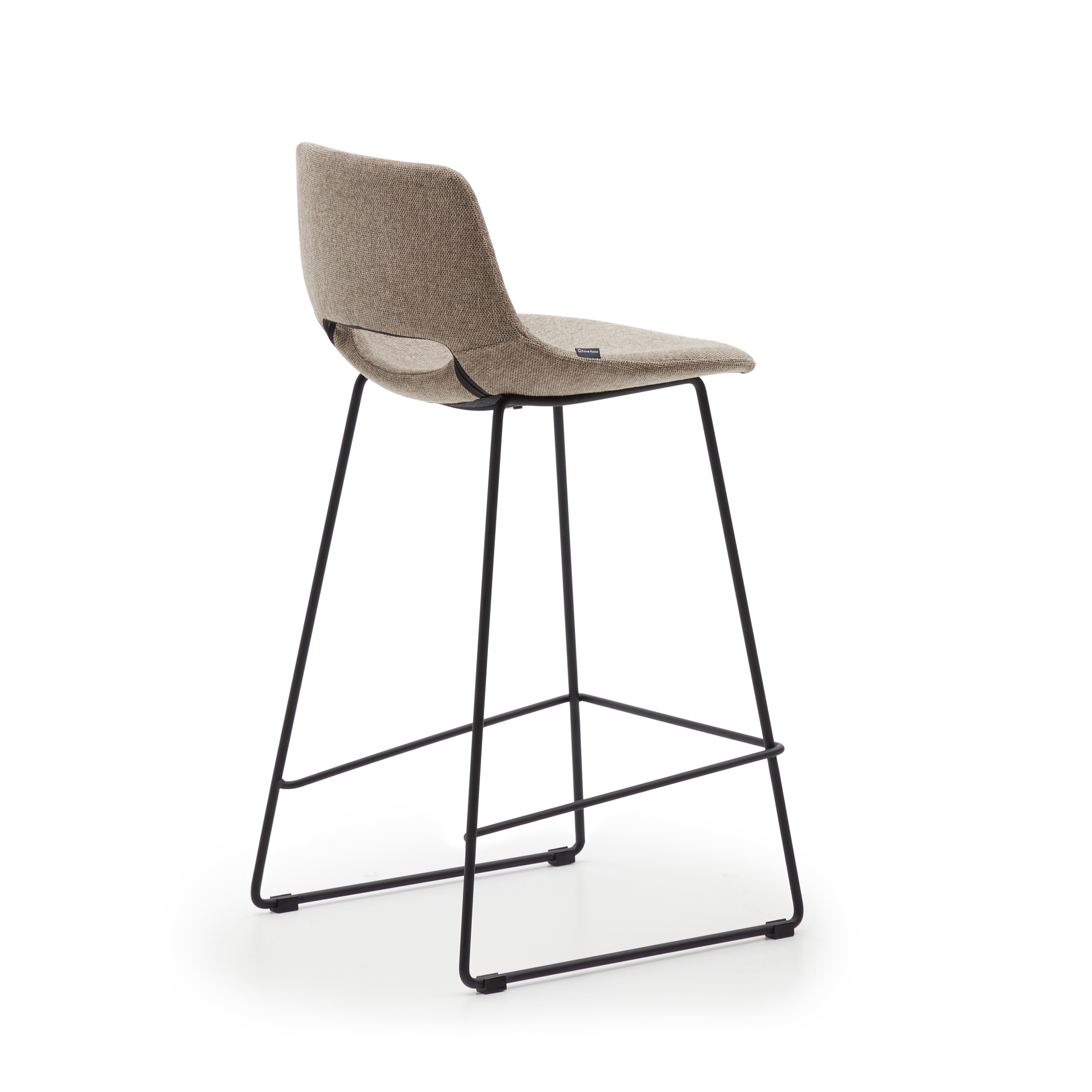 Zahara bar stool in brown with steel legs in black finish, height 65 cm - Product Image