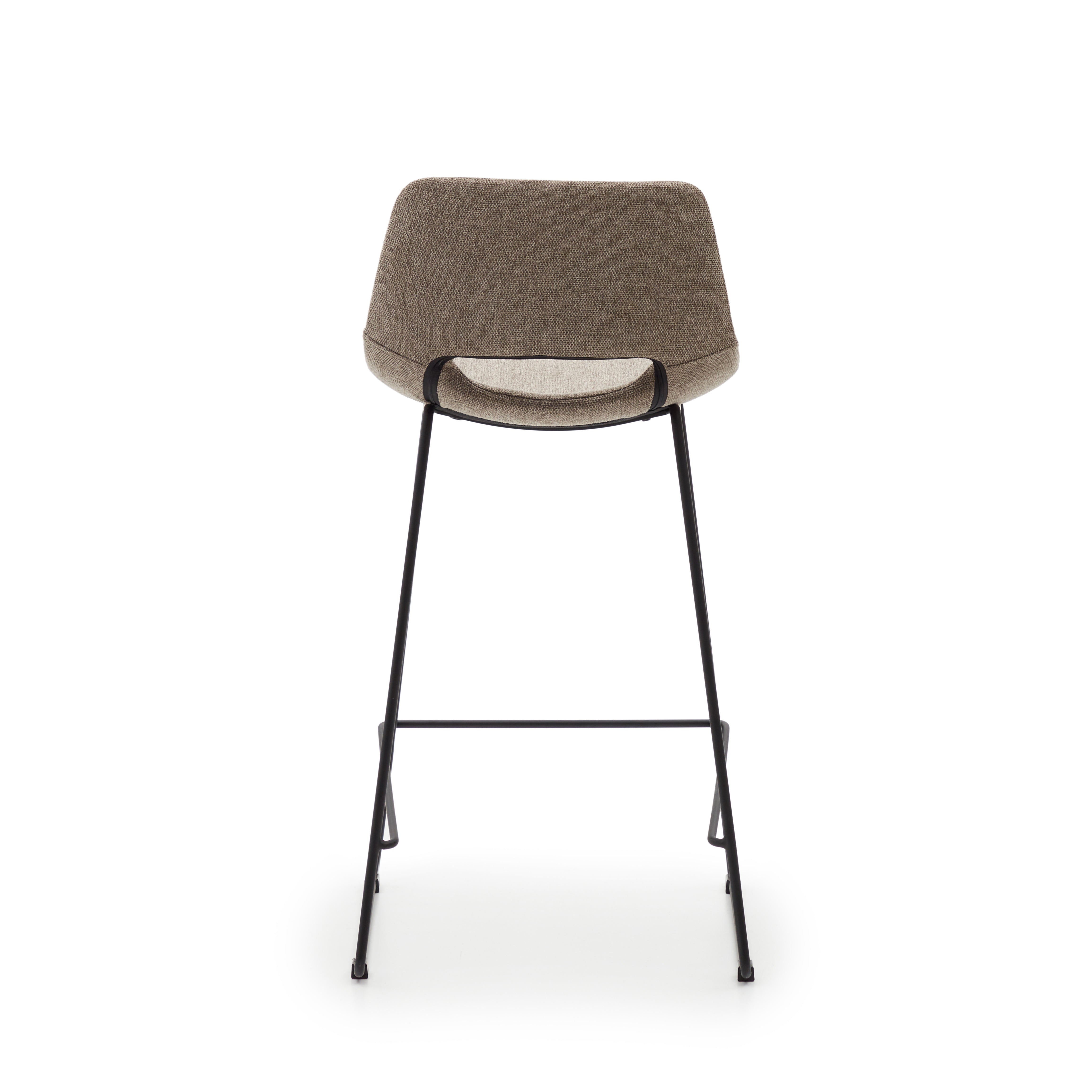 Zahara bar stool in brown with steel legs in black finish, height 65 cm - Product Image