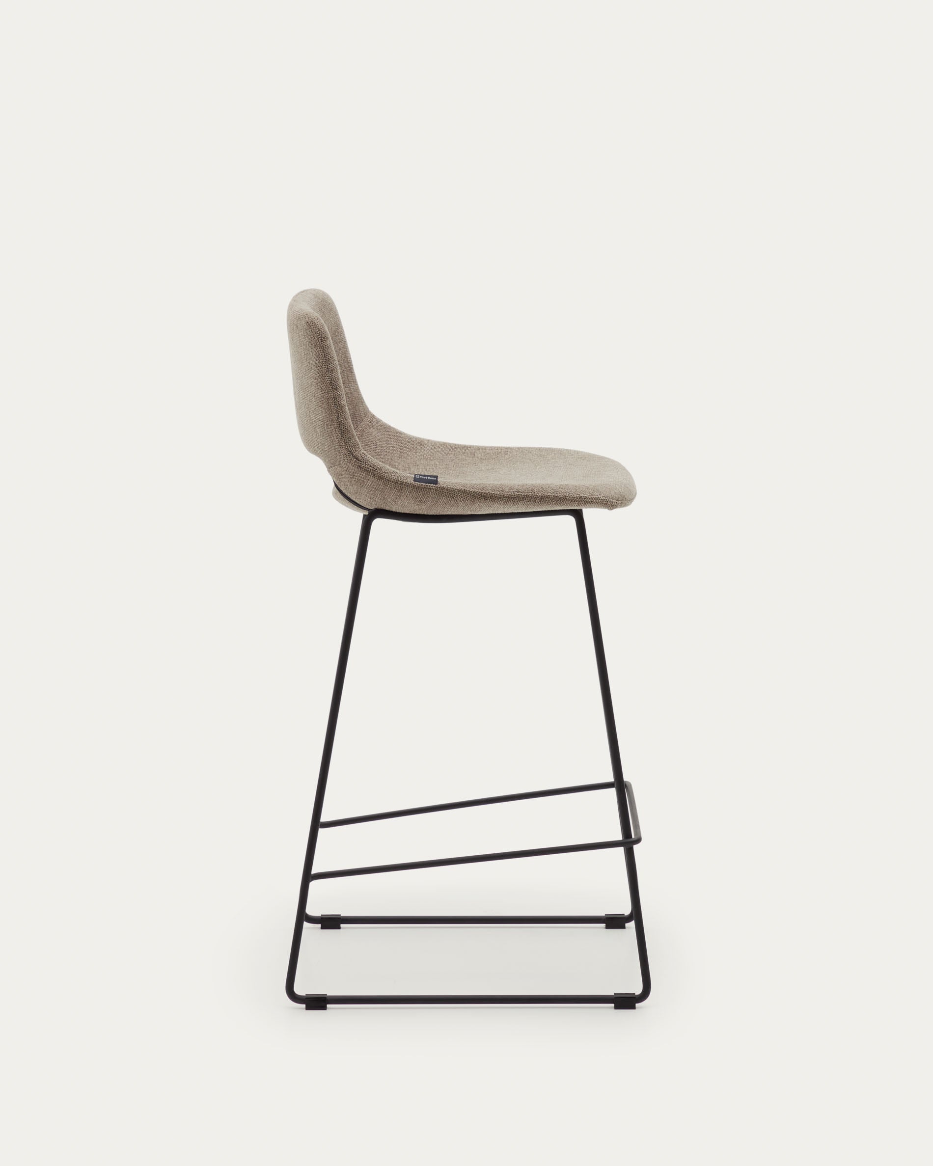 Zahara bar stool in brown with steel legs in black finish, height 65 cm - Product View