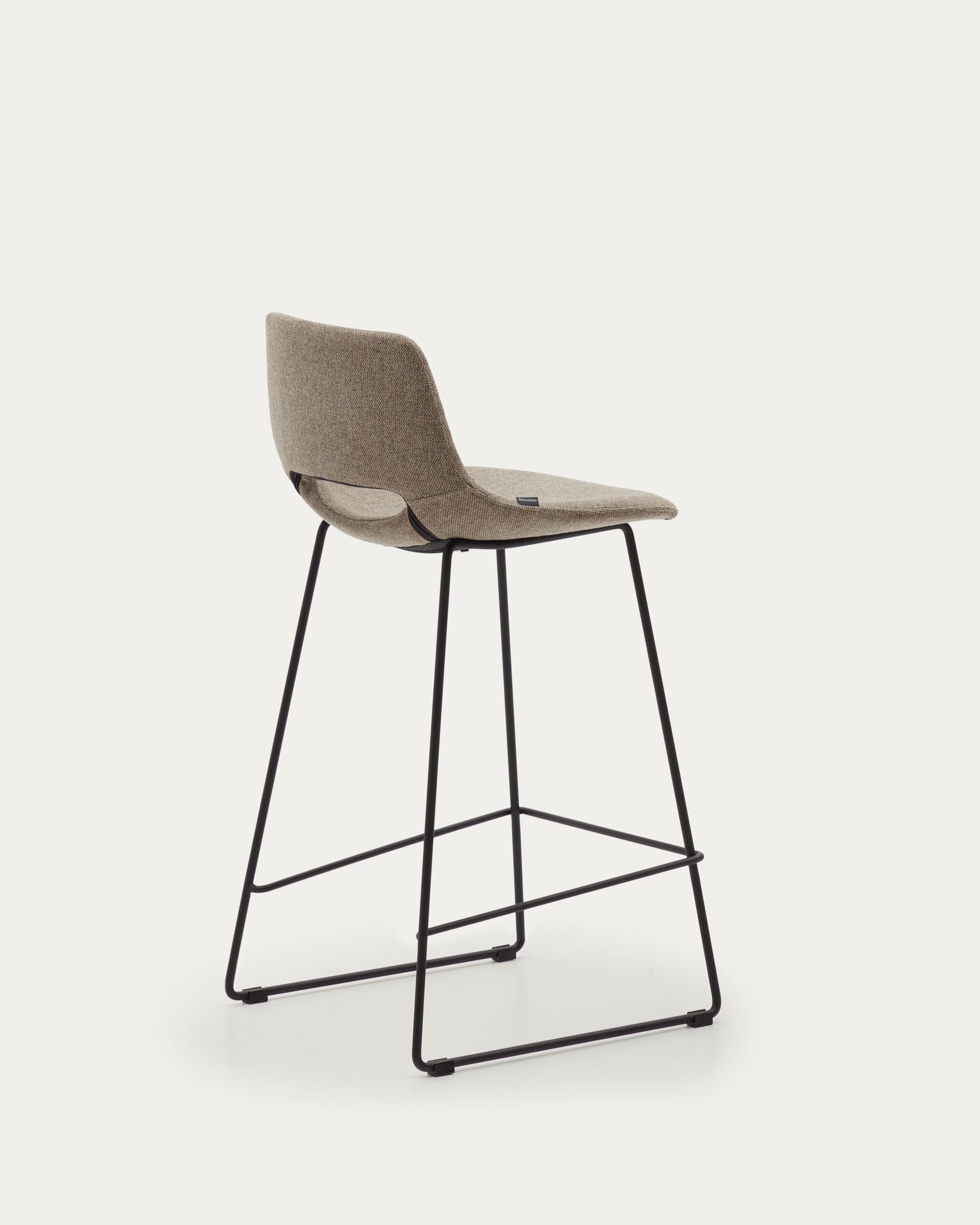 Zahara bar stool in brown with steel legs in black finish, height 65 cm - Product View