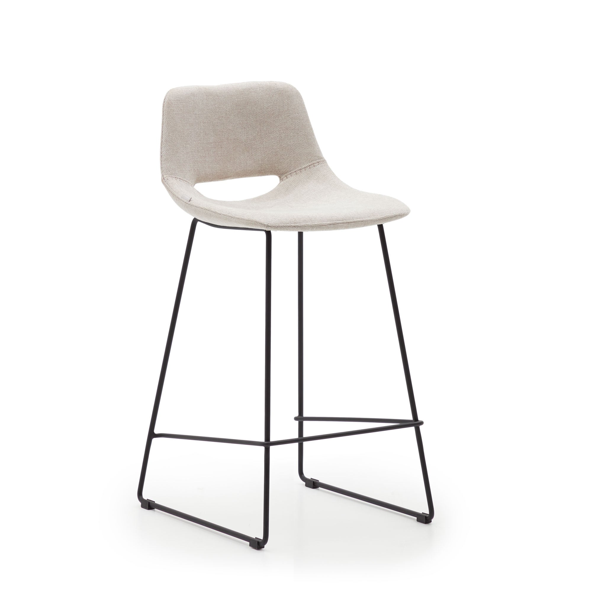 Zahara beige stool with steel in a black finish, height 65 cm - Product Image