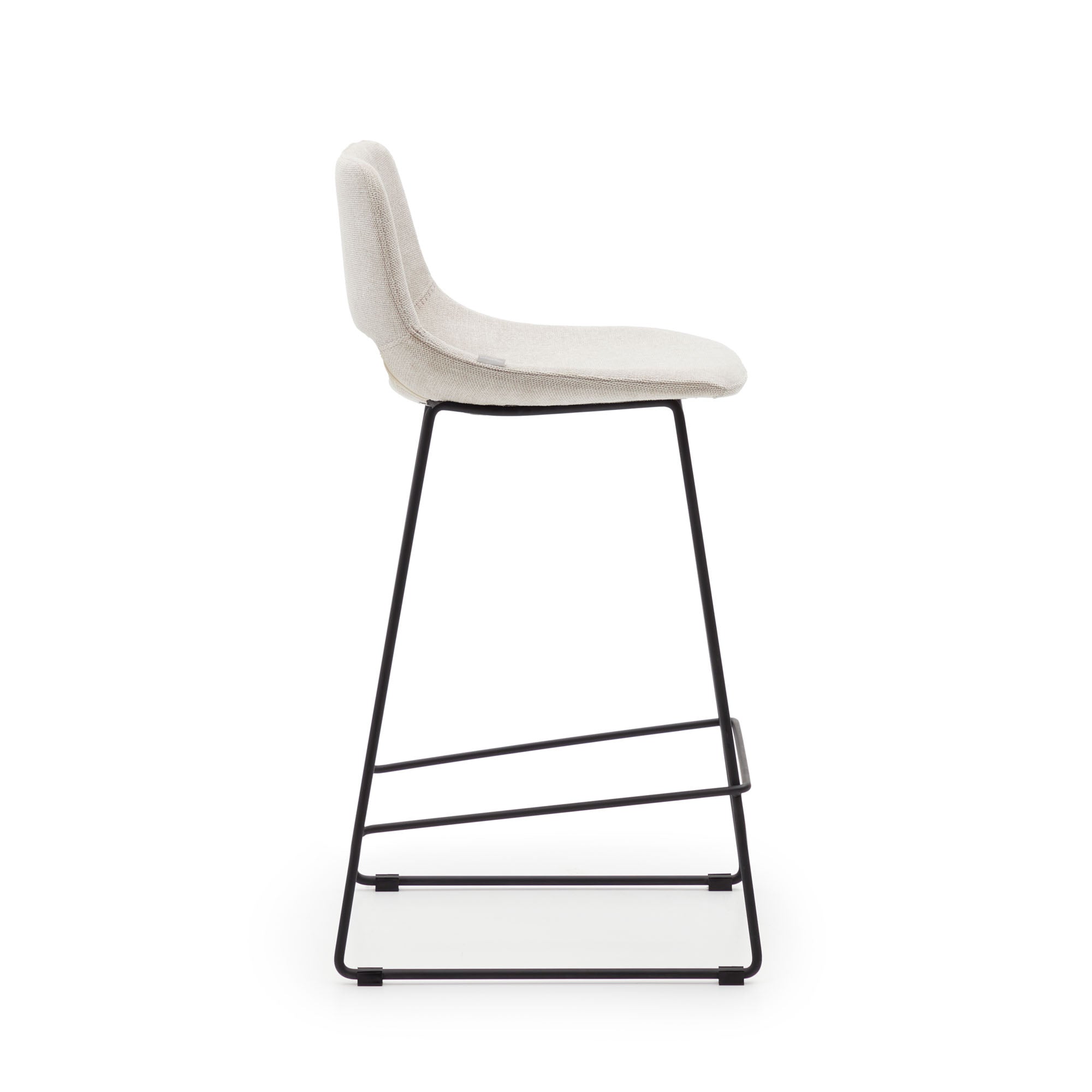 Zahara beige stool with steel in a black finish, height 65 cm - Product Image