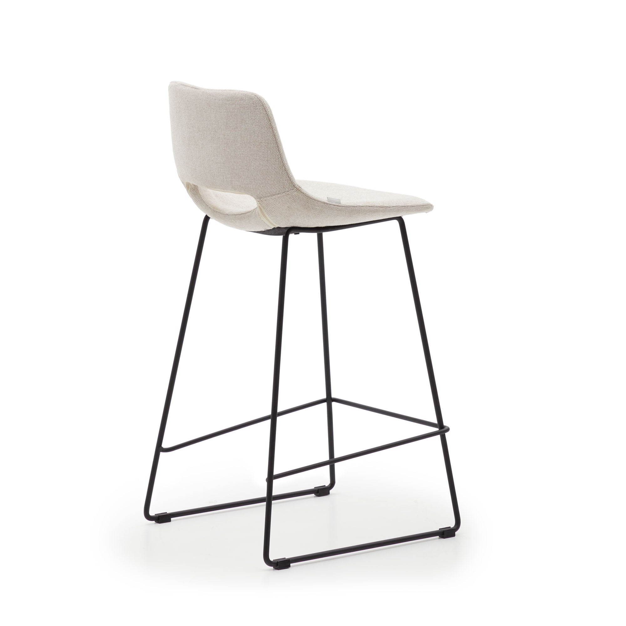 Zahara beige stool with steel in a black finish, height 65 cm - Product Image