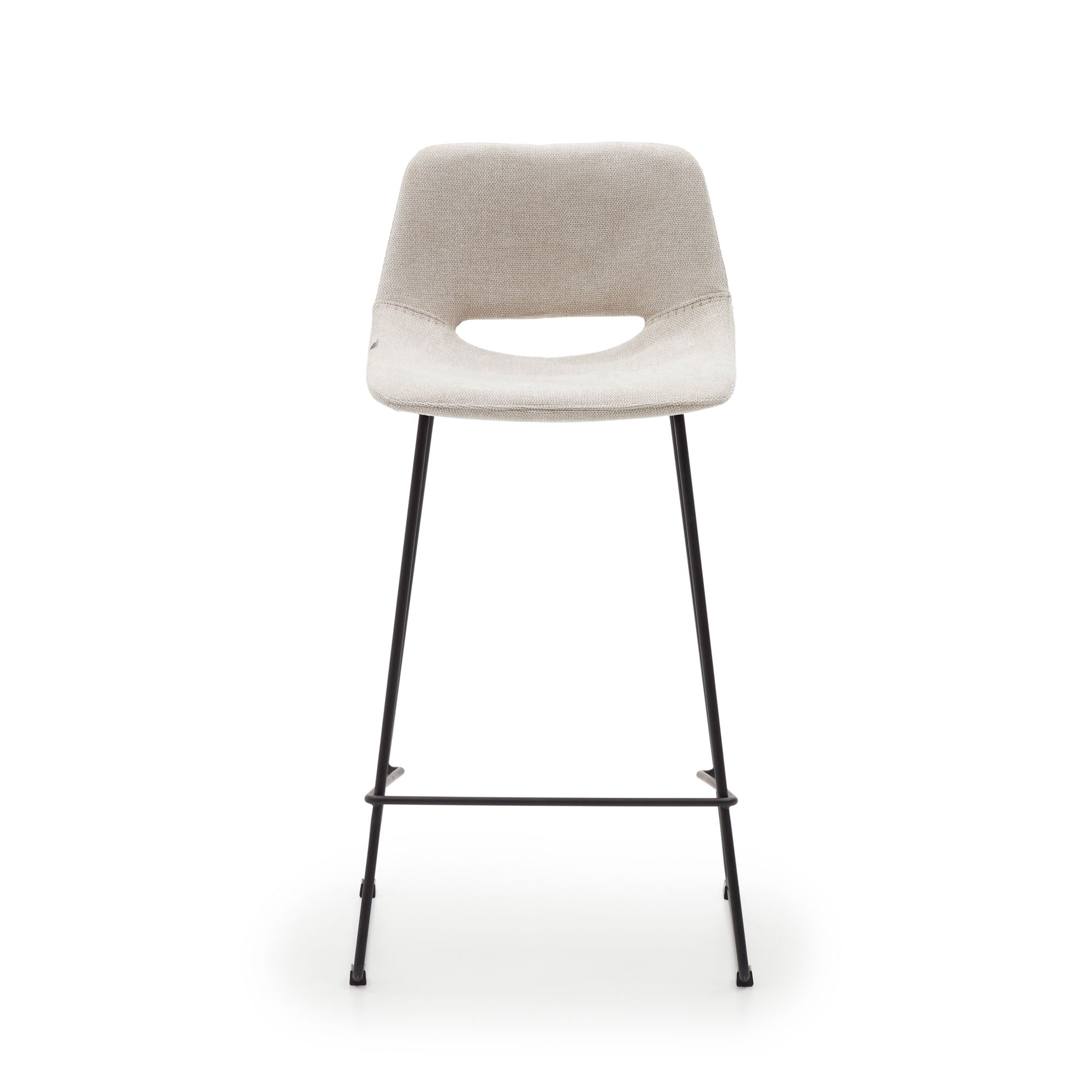 Zahara beige stool with steel in a black finish, height 65 cm - Product Image
