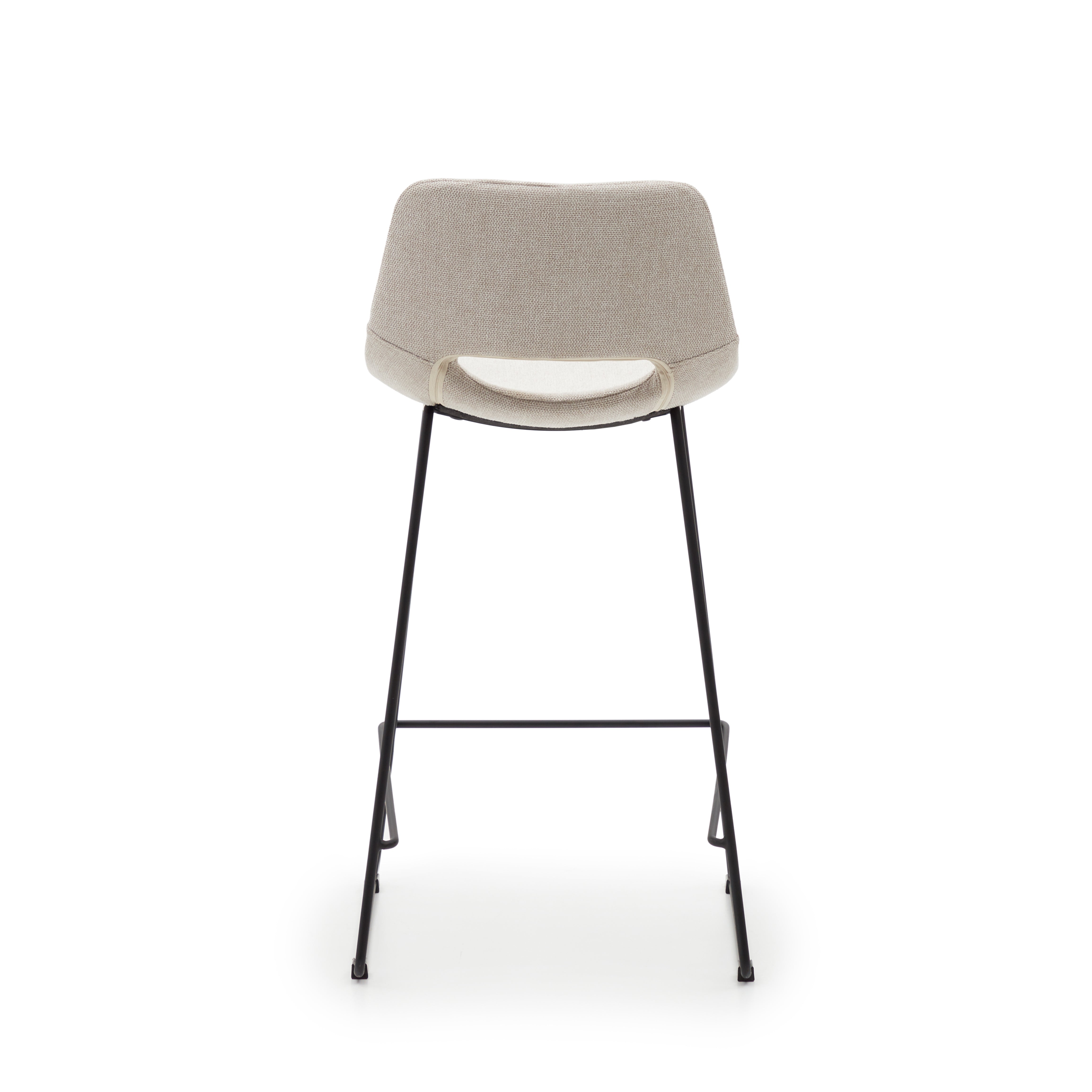 Zahara beige stool with steel in a black finish, height 65 cm - Product Image