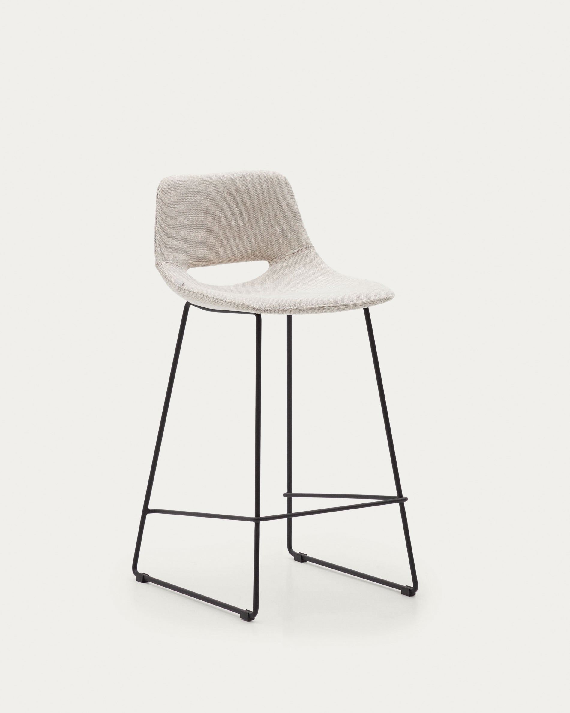 Zahara beige stool with steel in a black finish, height 65 cm - Product View