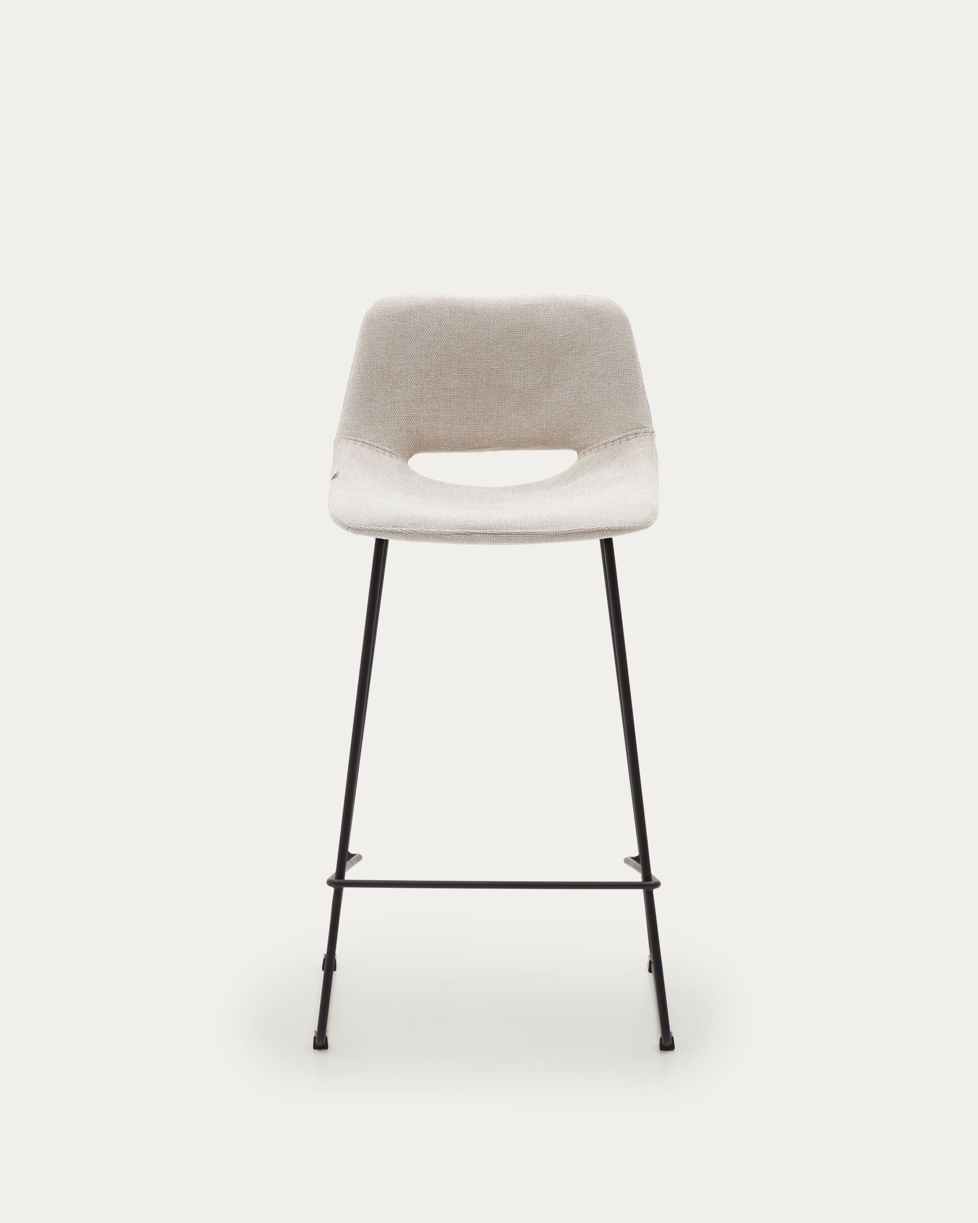Zahara beige stool with steel in a black finish, height 65 cm - Product View