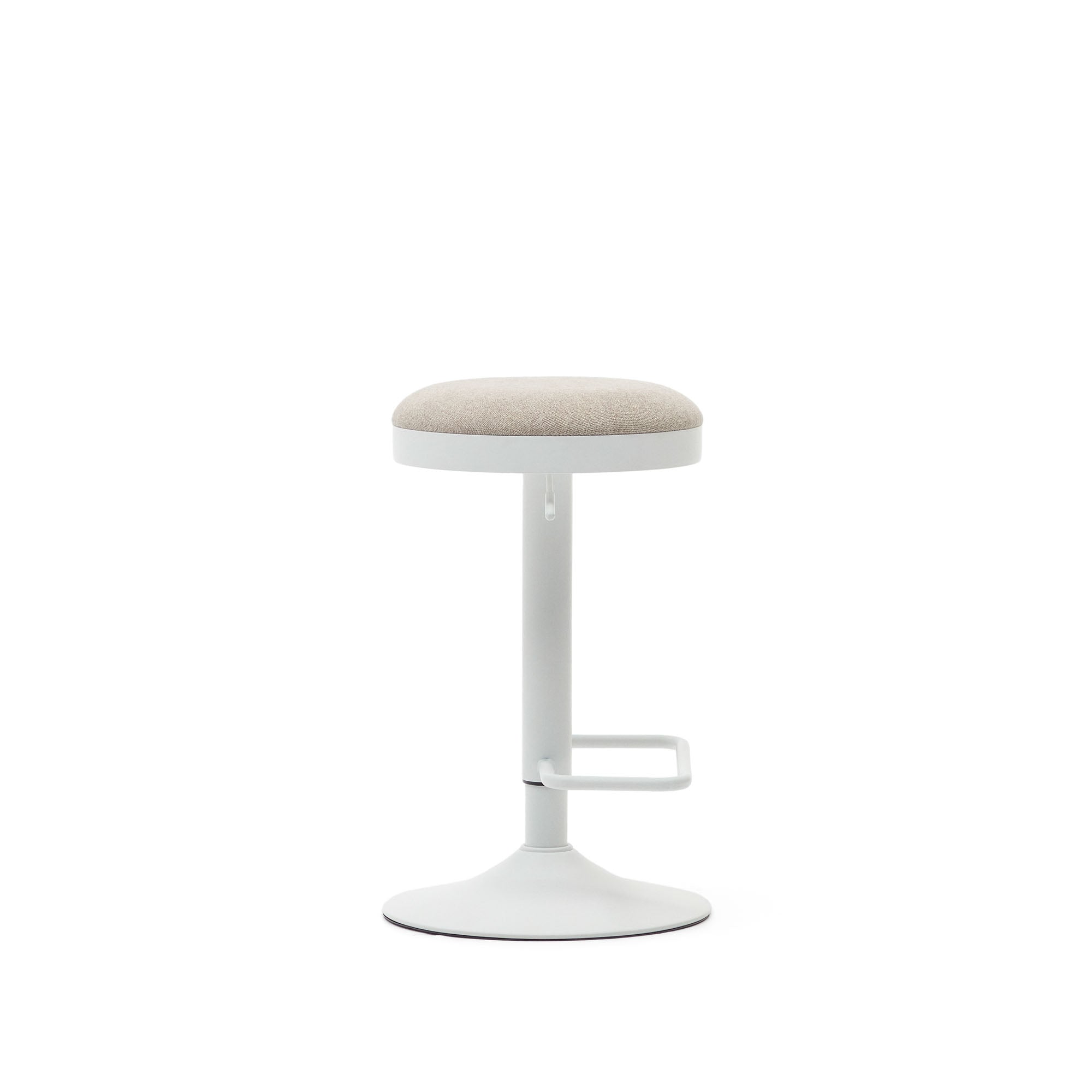 Zaib stool in beige chenille and matt white steel height 63-84 cm FSC 100% - Product Image