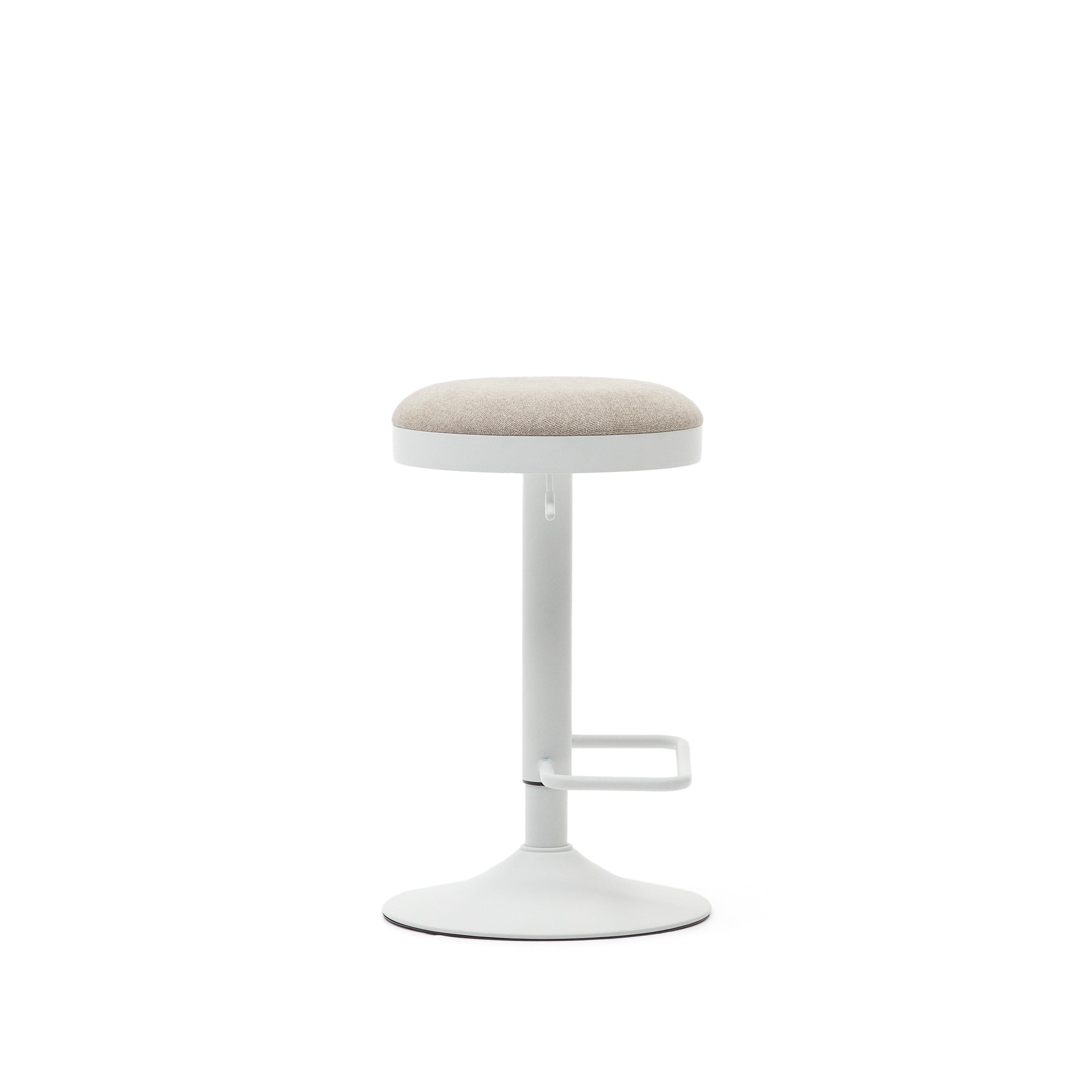 Zaib stool in beige chenille and matt white steel height 63-84 cm FSC 100% - Product Image