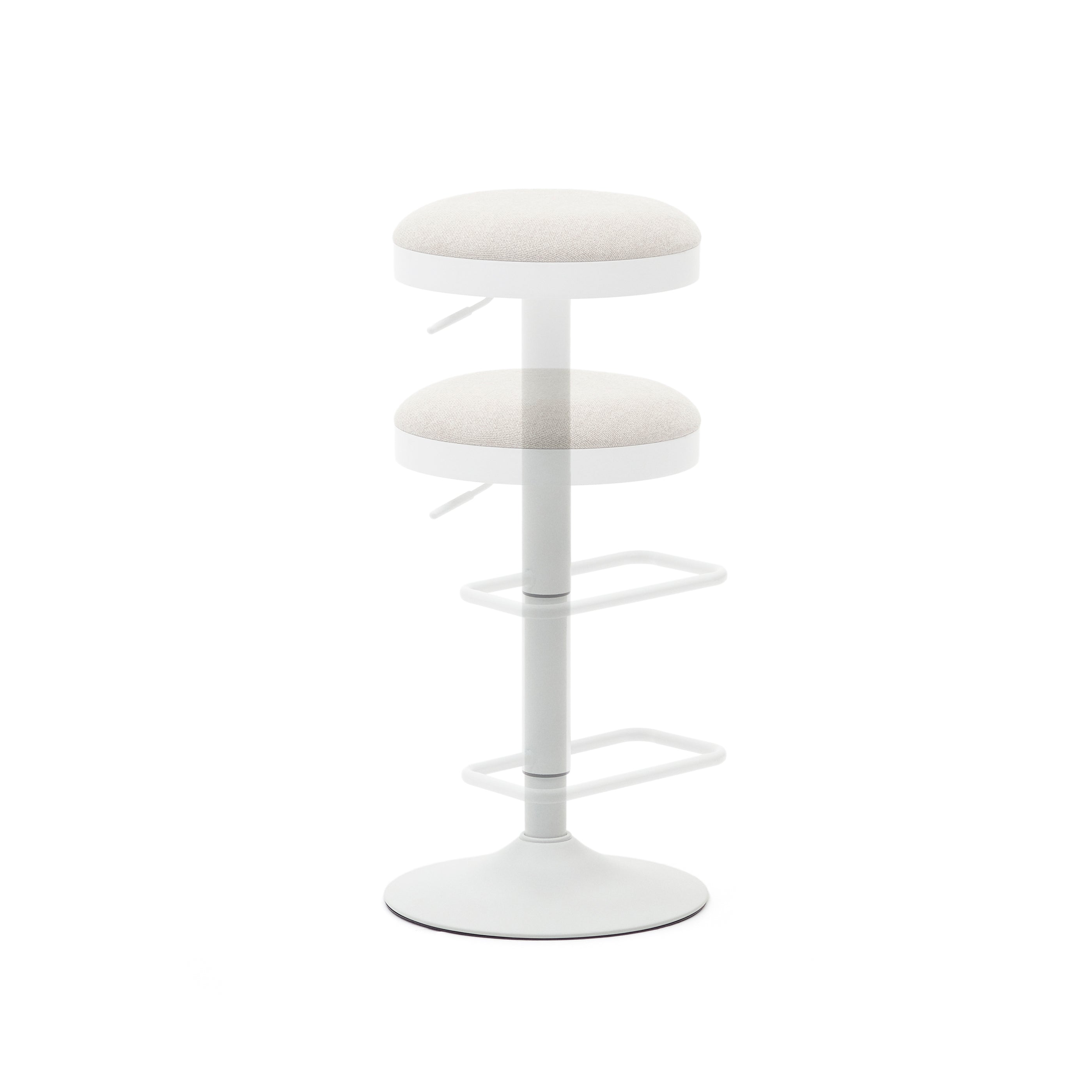 Zaib stool in beige chenille and matt white steel height 63-84 cm FSC 100% - Product Image