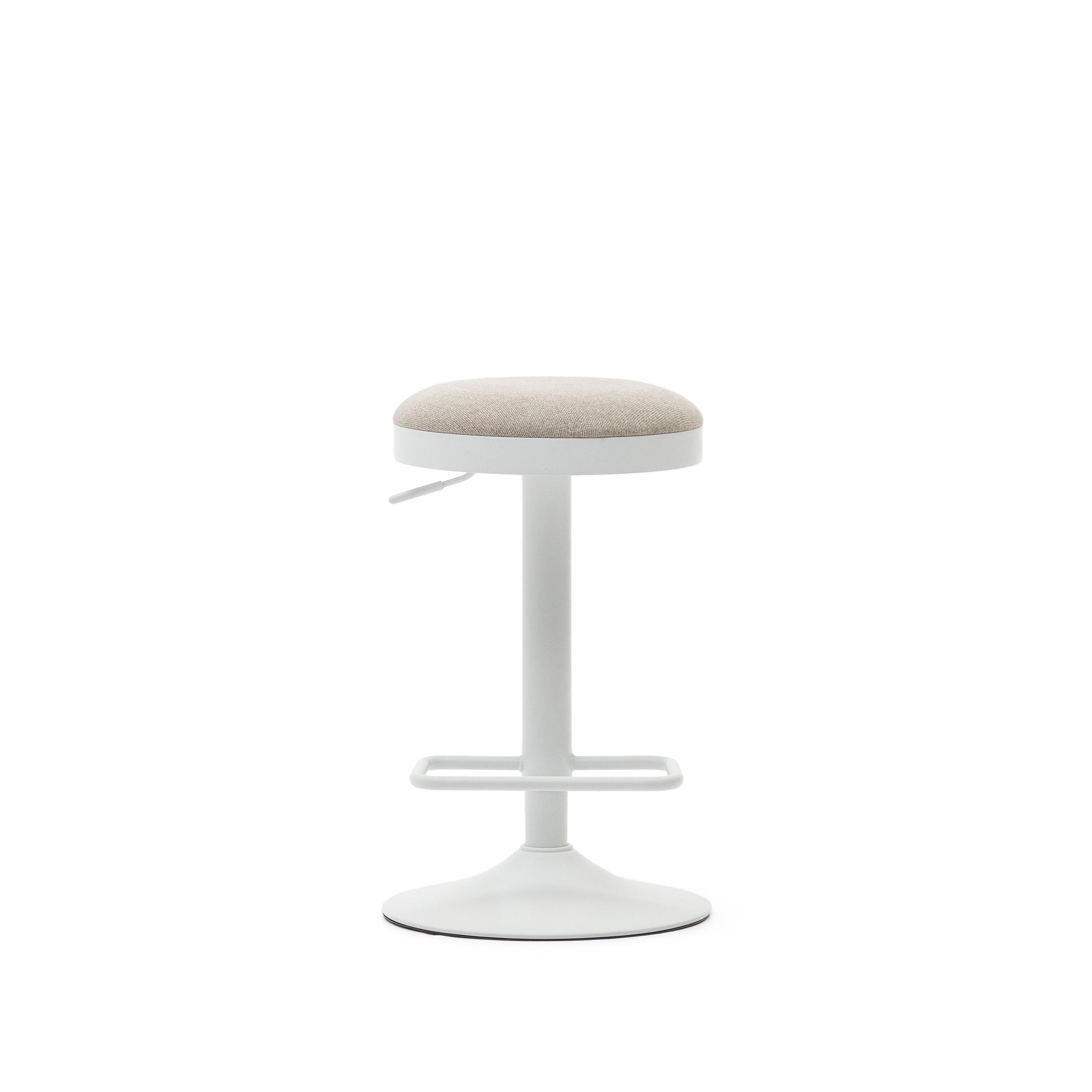Zaib stool in beige chenille and matt white steel height 63-84 cm FSC 100% - Product Image