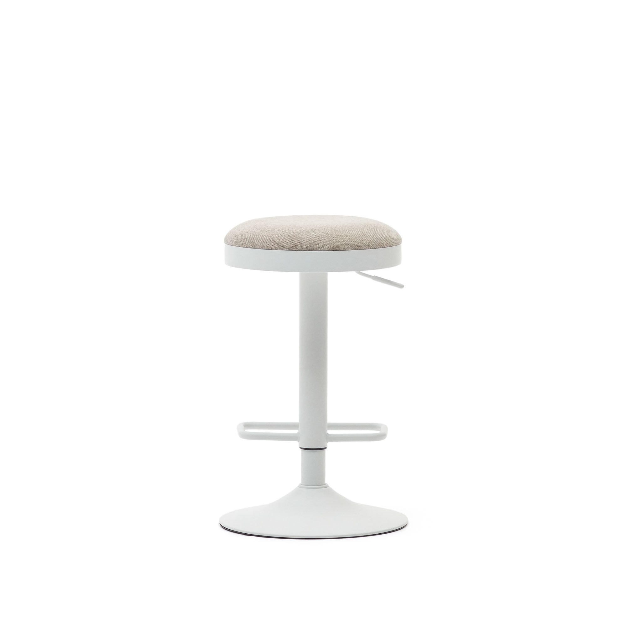 Zaib stool in beige chenille and matt white steel height 63-84 cm FSC 100% - Product Image
