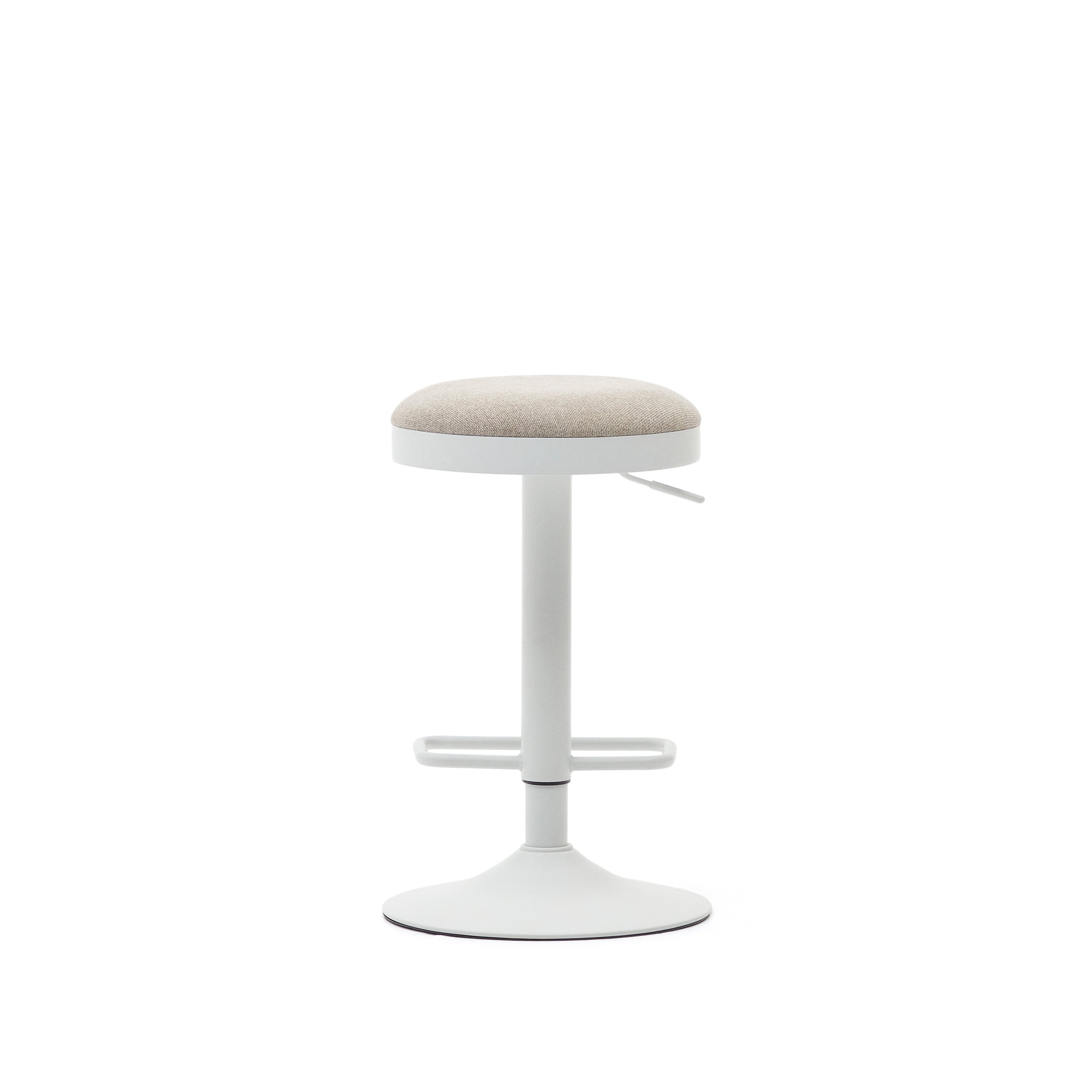Zaib stool in beige chenille and matt white steel height 63-84 cm FSC 100% - Product Image