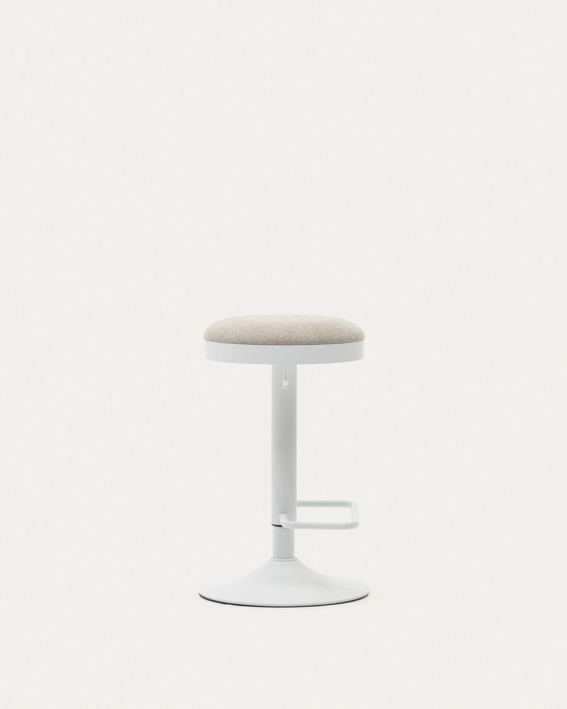 Zaib stool in beige chenille and matt white steel height 63-84 cm FSC 100% - Product View